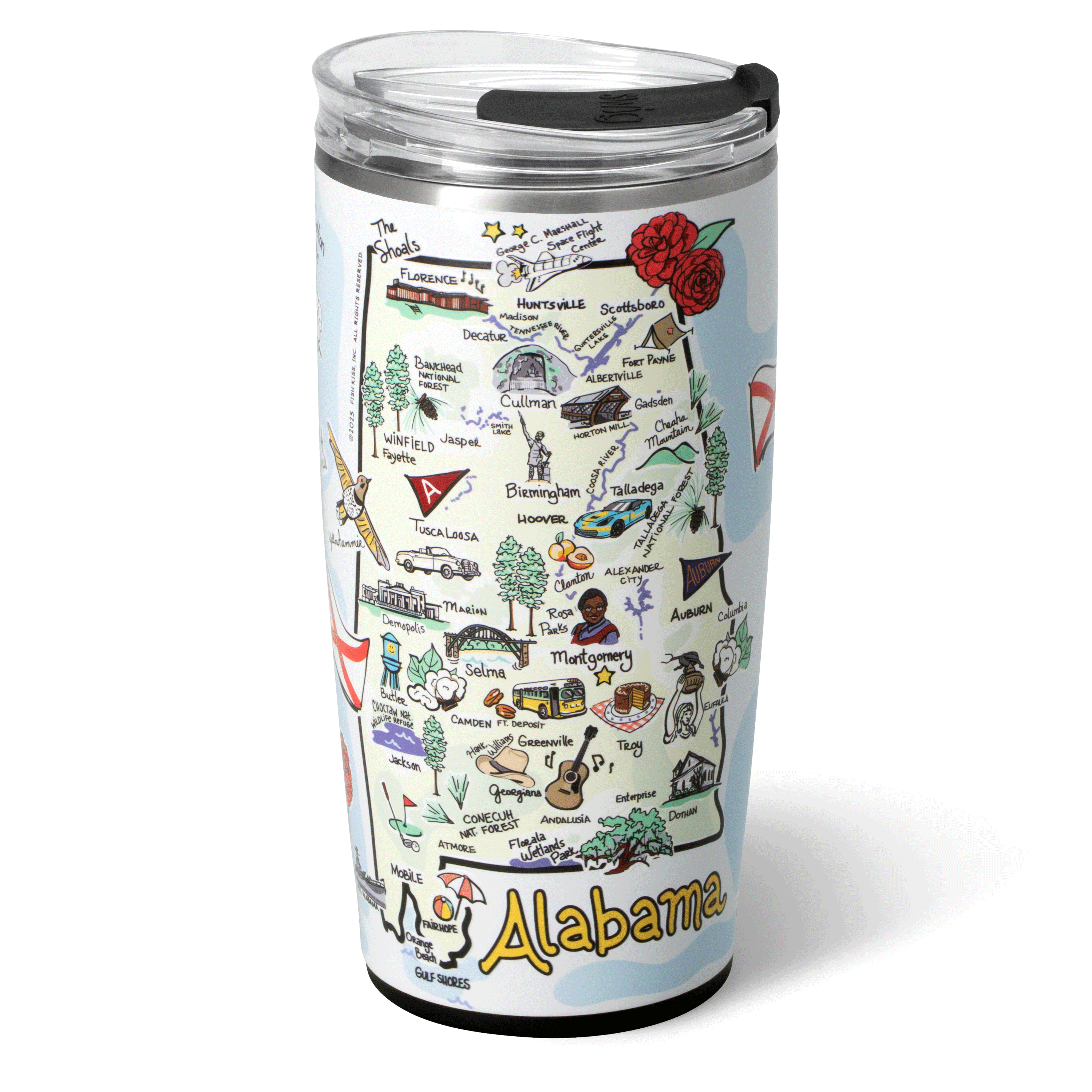 22oz Alabama Tumbler - Insulated Stainless Steel Travel Mug with Lid & Straw - Perfect for Coffee, Tea & Cold Drinks at Home, Office or Gym