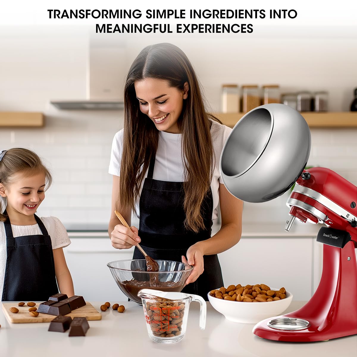 **Aieve Snack Coater Attachment for KitchenAid Tilt-Head Stand Mixer - Perfect for Chocolate Covered Almonds, Pistachios, Peanuts, Freeze-Dried Strawberries, Raisins, Macadamia Nuts, Blueberries & Easter Eggs - Ideal for Holiday Treats, Party Snacks & Homemade Desserts**