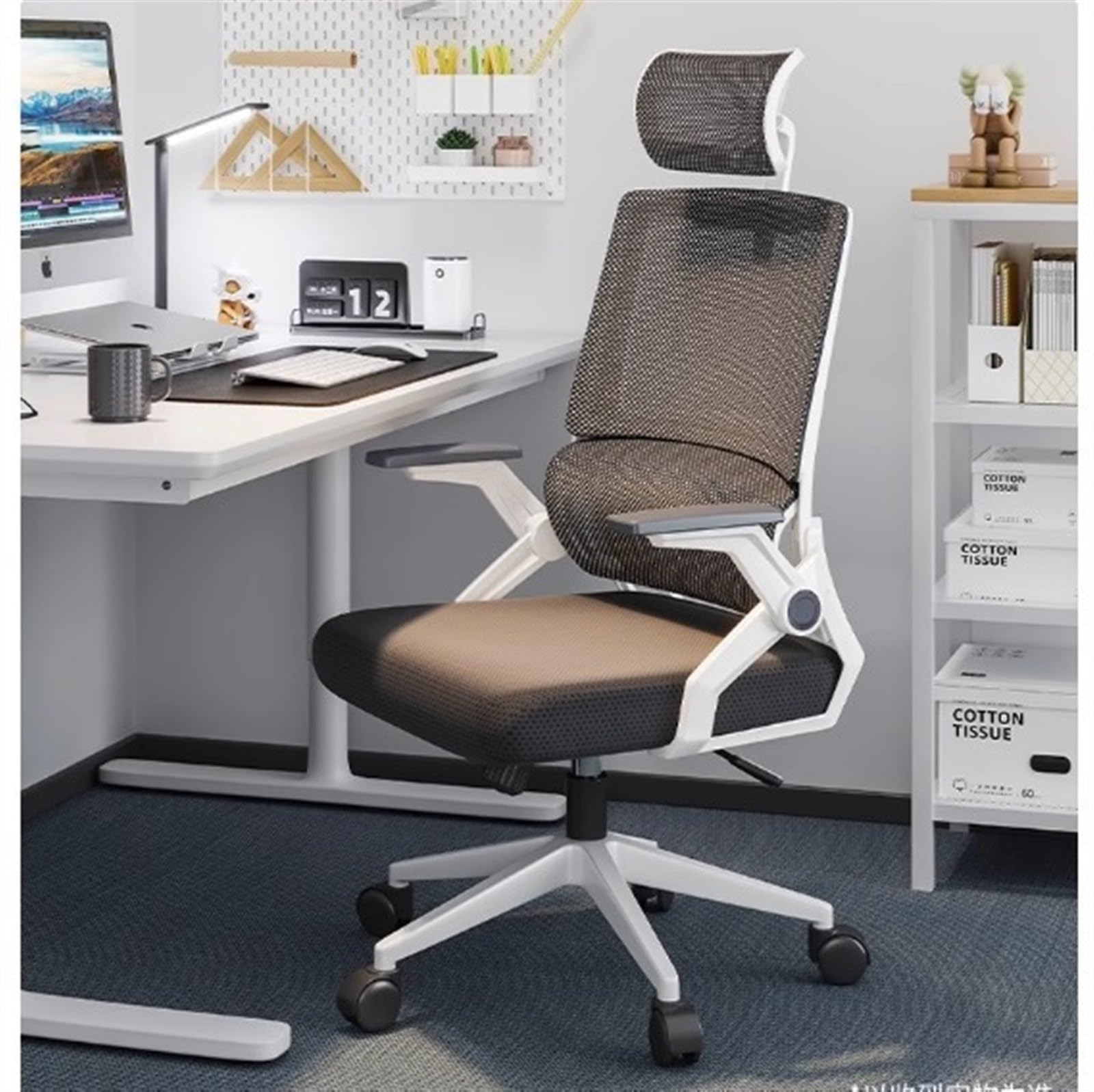 Ergonomic Office Chair with Lumbar Support & Headrest - Home & Office Use