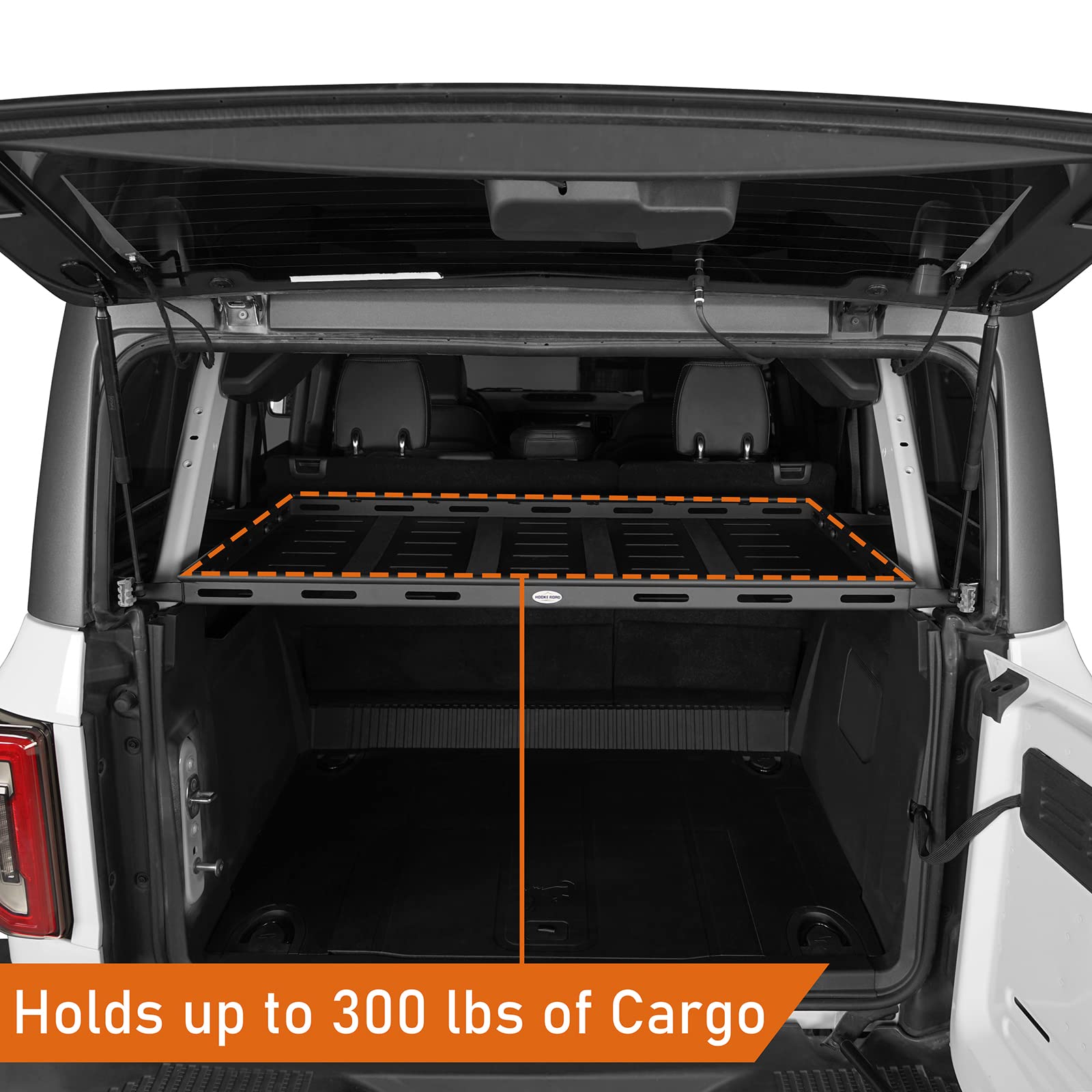 Hooke Road Heavy Duty Rear Cargo Basket Rack - Universal Storage Trunk Shelf for 2021-2025 Ford Bronco 4 Door Hardtops (Fits All Models Except Bronco Sport) | Perfect for Camping Gear, Off-Road Adventures & Outdoor Equipment Organization