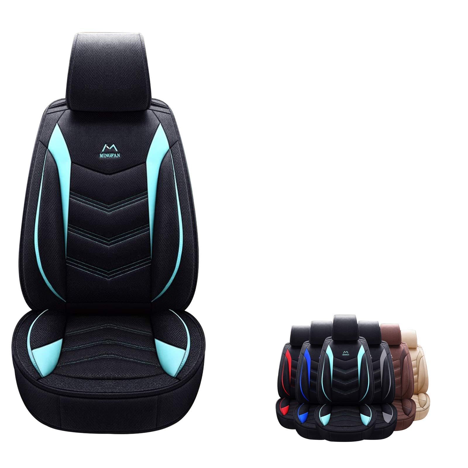 Premium Leather Car Seat Covers - Universal Fit for Cars, SUVs & Trucks | Front Set | Easy Installation | Black & Green | Perfect for Road Trips & Daily Commutes