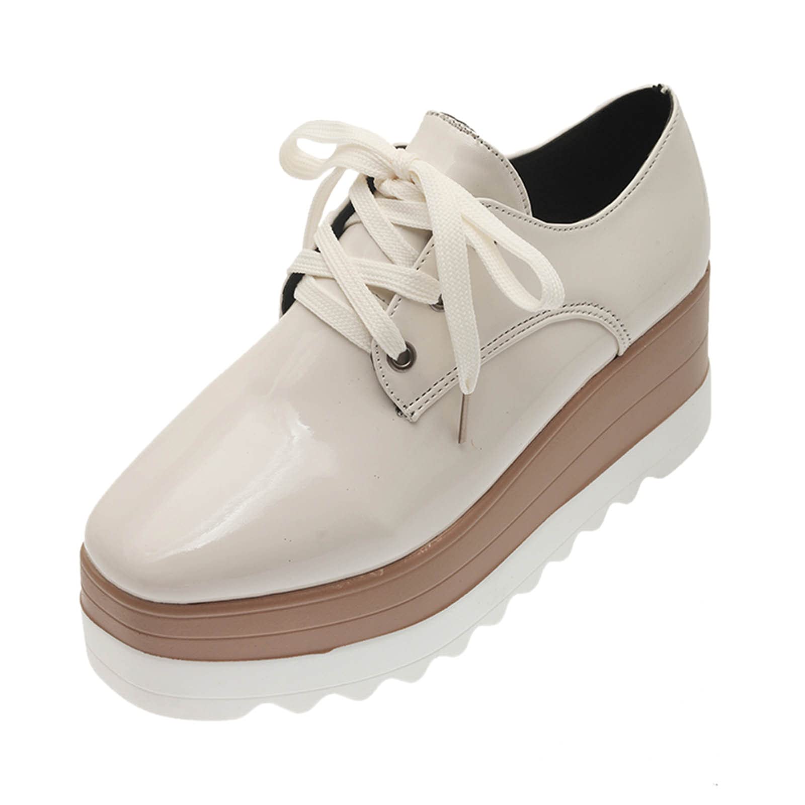 **HUTVD Women's Fashion Sneakers - Casual Strap Bright Leather Square Toe Solid Color Platform Shoes for Women | Perfect for Walking, Work & Everyday Outfits**