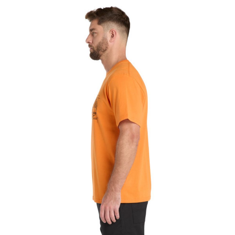 Timberland PRO® Men's Short Sleeve Work T-Shirt - Moisture Wicking, Durable & Comfortable (Orange) - Ideal for Construction, Landscaping & Outdoor Jobs