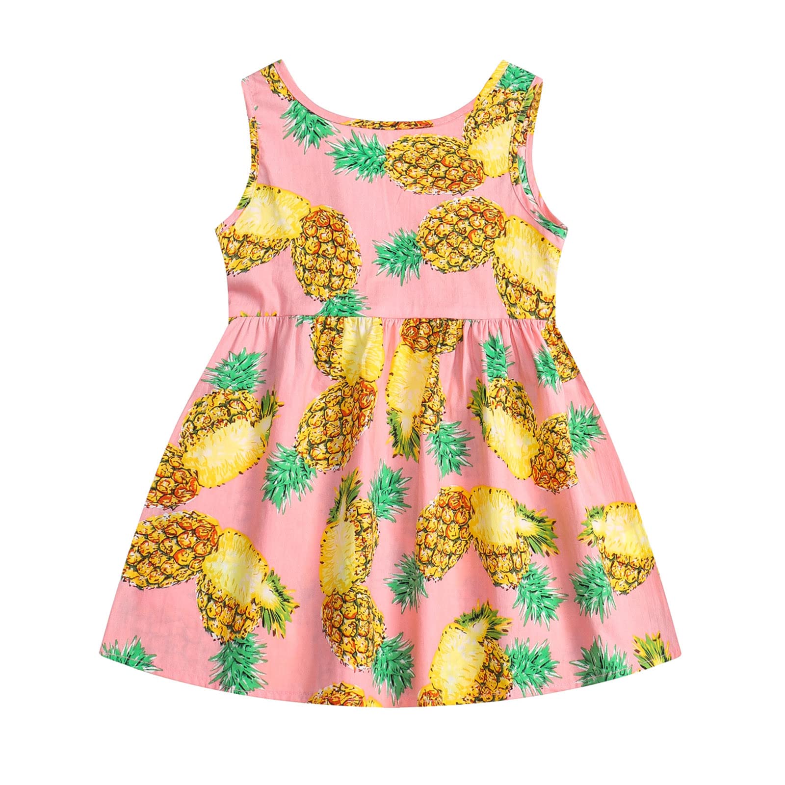 KONFA Toddler Girls Pineapple Print Sleeveless Dress & Skirt Set - Cute Princess Outfit for Baby Kids 1-6 Years | Perfect for Summer Playdates, Beach Vacations & Birthday Parties