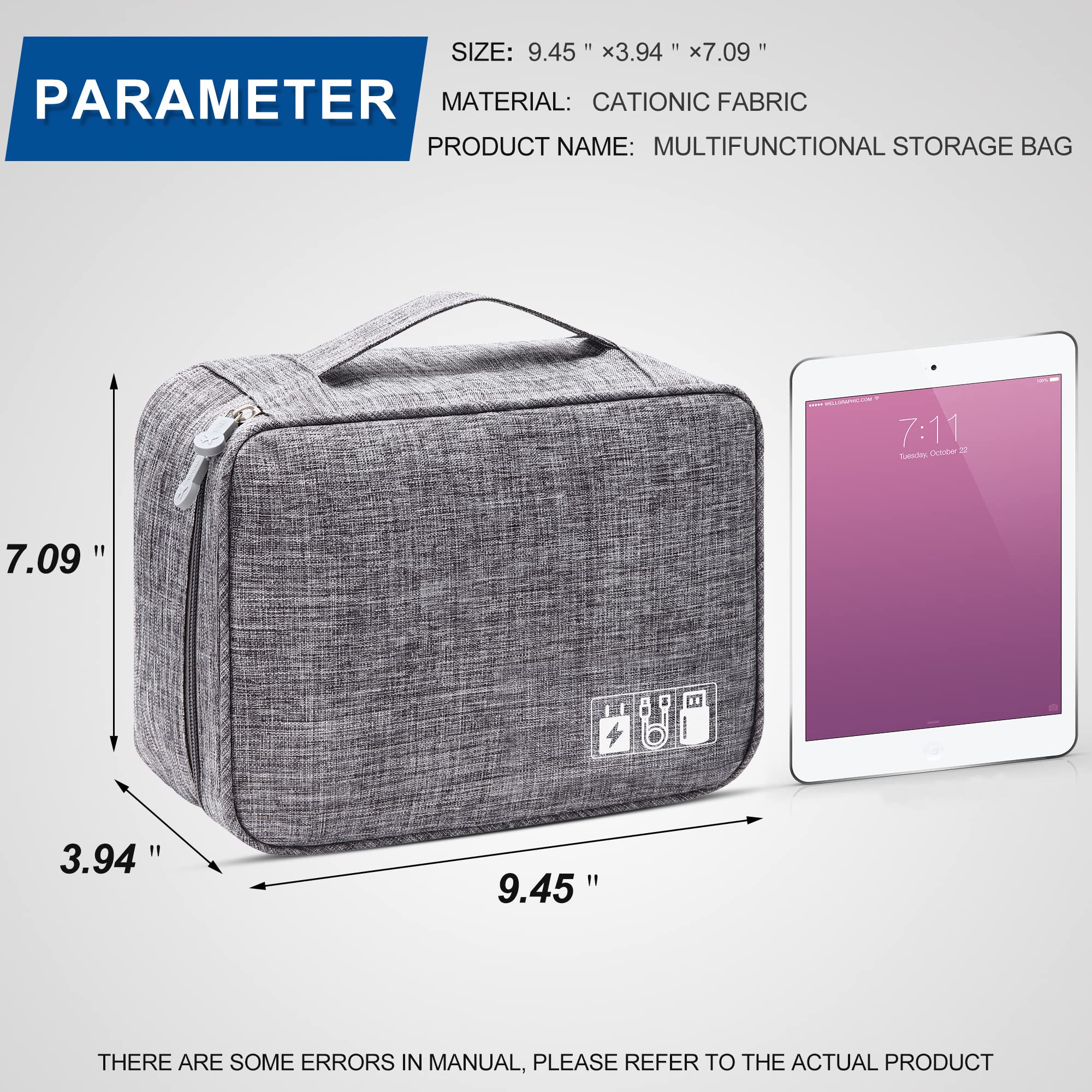 Waterproof Electronics Organizer Bag - Universal Travel Cable Storage Case for Chargers, Phones, USB Cables, SD Cards, Hard Drives & Power Banks | Perfect for Business Trips, Camping & Daily Commute