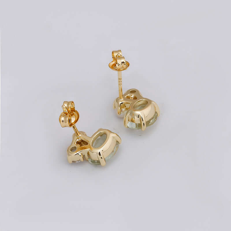 Elegant Green Amethyst and Pearl Stud Earrings for Women | Dainty Gemstone Jewelry Gift | Perfect for Weddings, Parties & Everyday Wear | TB2396