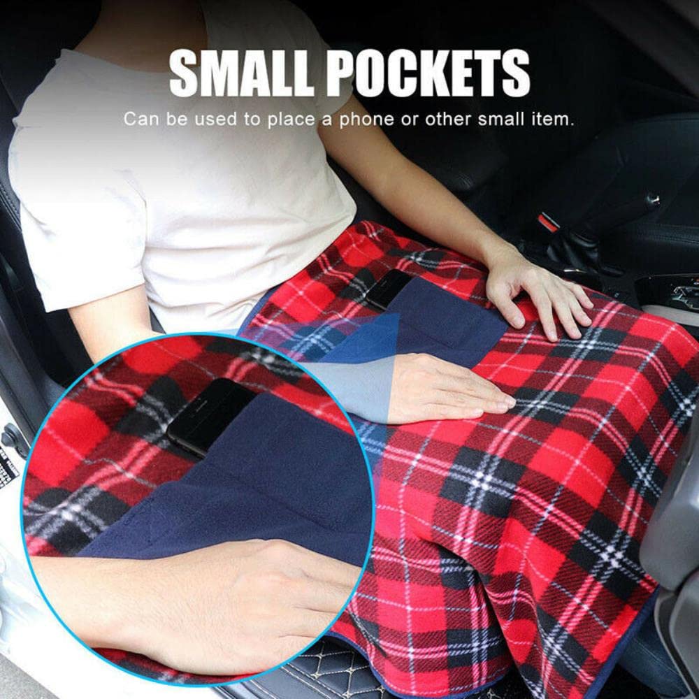 Electric Heated Shawl Blanket - USB-Powered Portable Heating Wrap for Home, Office & Car - Soft Flannel Mini Blue Blanket for Winter Warmth & Comfort