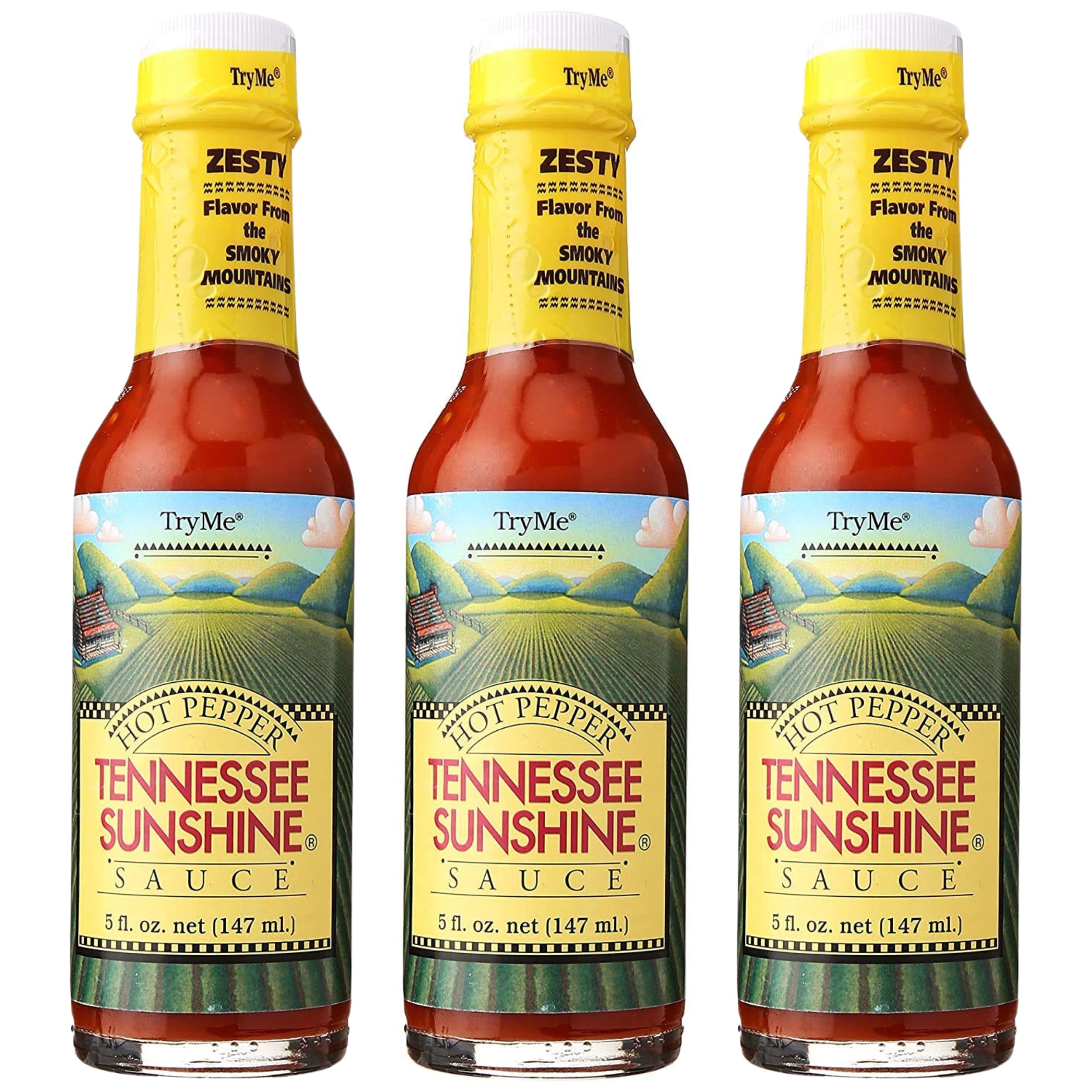Try Me Tennessee Sunshine Hot Pepper Sauce - 5oz Bottle (Pack of 3) | Spicy Flavor for Wings, Tacos & BBQ | Premium Hot Sauce for Cooking & Gifts