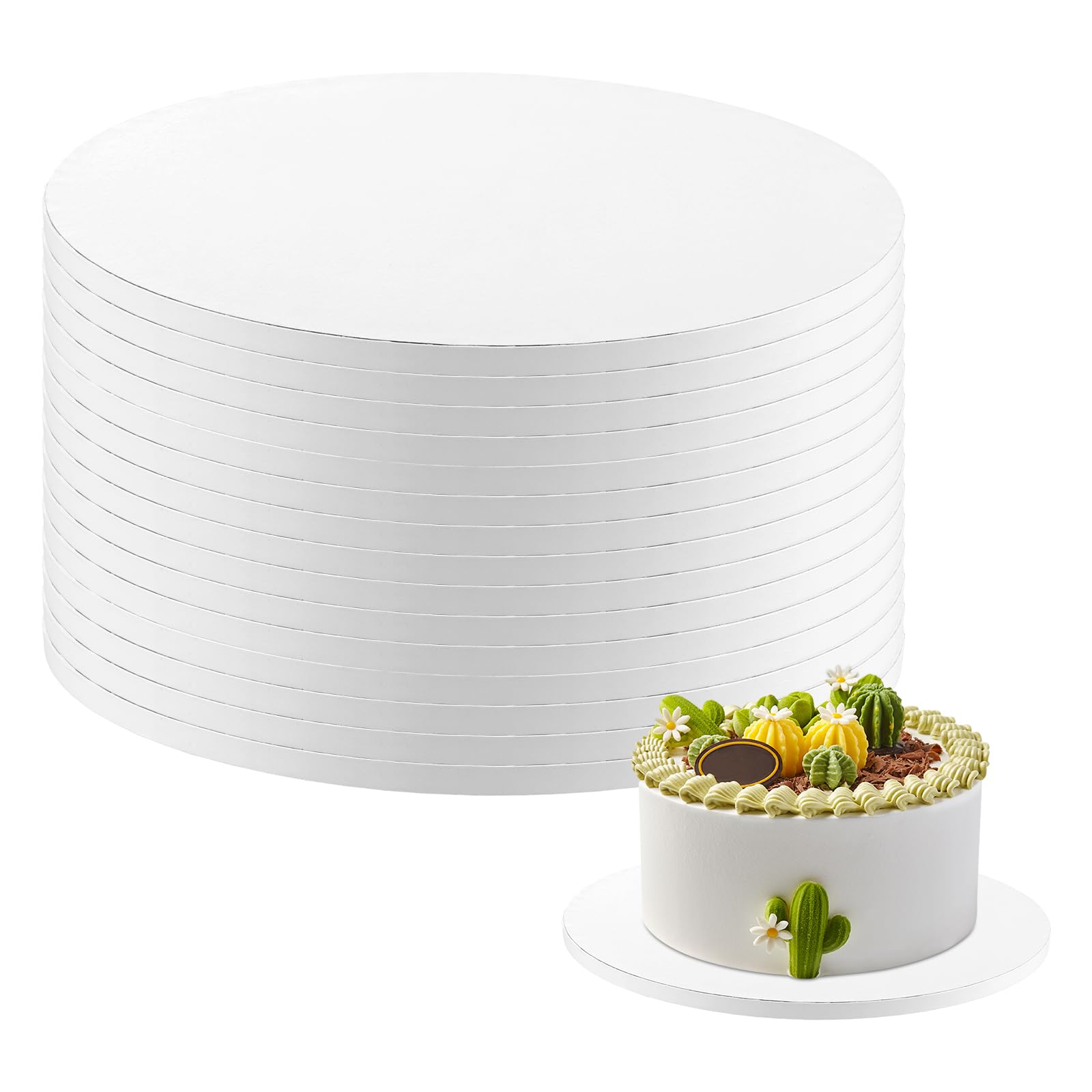 15-Pack 12-Inch Round White Cake Boards - 1/2
