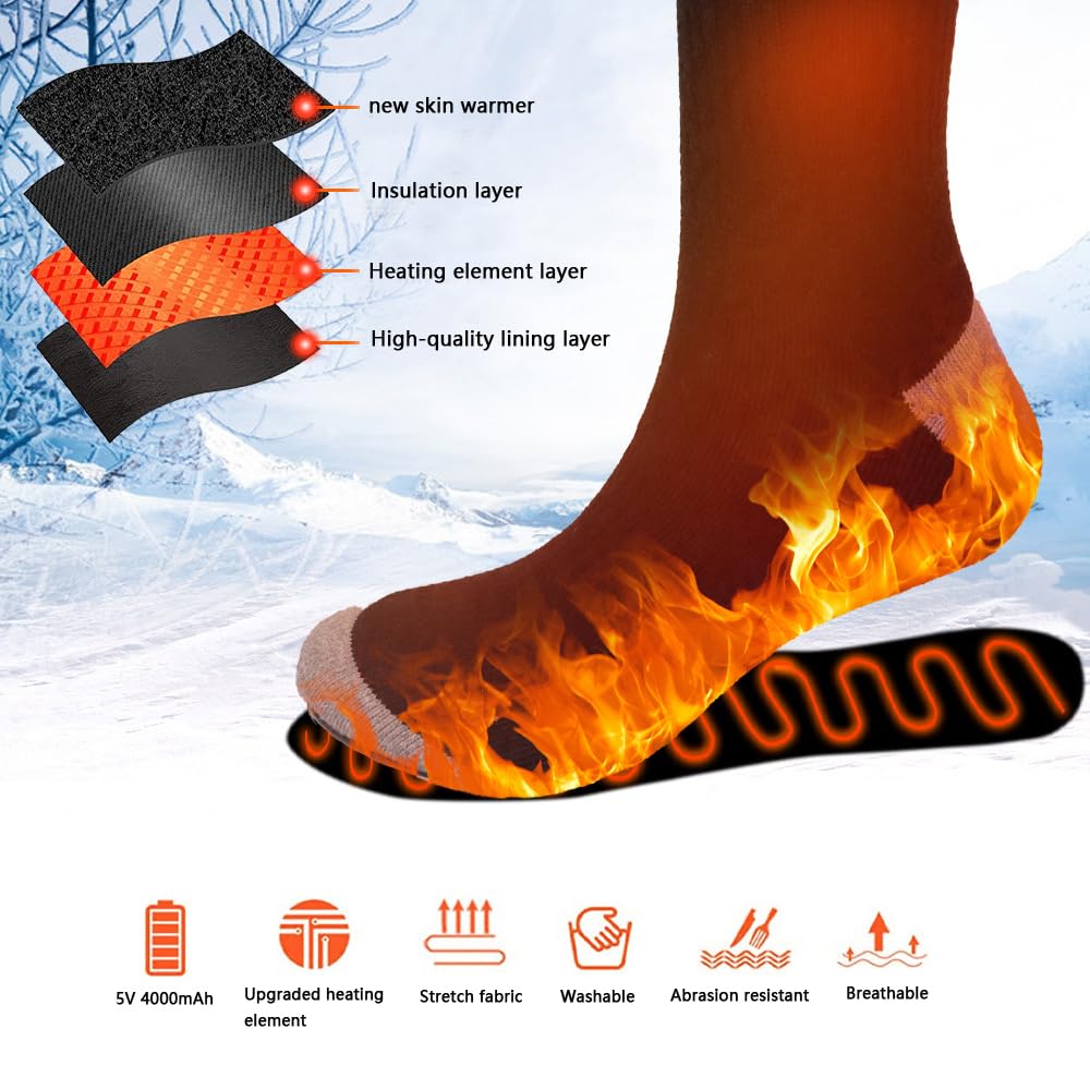 Best Heated Socks for Men & Women - APP Controlled Temperature Adjustment - 11 Hours Long-Lasting Warmth - Perfect for Winter Outdoor Activities: Camping, Fishing, Biking, Skiing, Skating, Hunting & Hiking - Stay Warm in Cold Weather