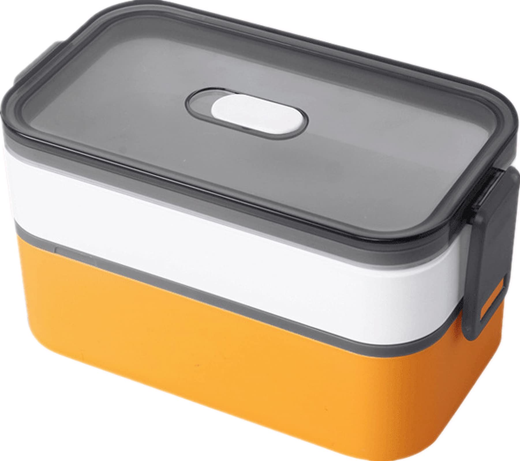 Stackable Bento Lunch Box with Double Divided Compartments - Microwave Safe, Leak Proof Food Storage Container for Office, School, Kids | Perfect for Work, Class, Travel, Camping & Hiking (Yellow)