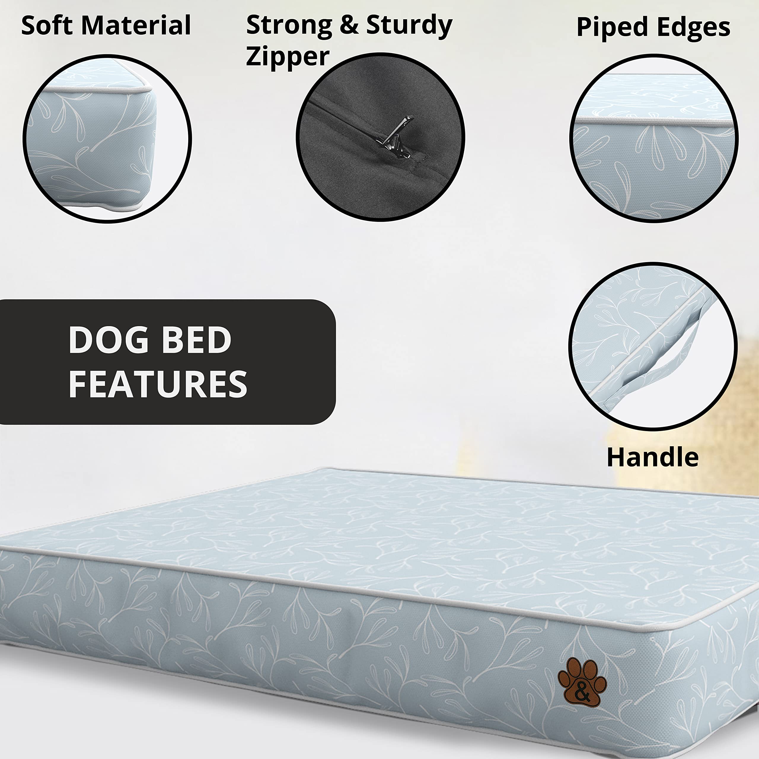 Premium Orthopedic Dog Bed for Large, Medium & Small Dogs - Soft Plush Pet Mattress with Removable Washable Cover, Waterproof & Non-Slip Bottom - Ideal for Crates, Floors & Home Use (Pattern 07, Small)