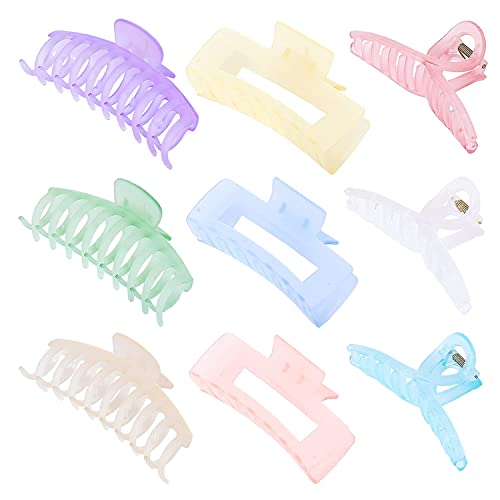 BAKEFY 9-Pack Clear Non-Slip Hair Claw Clips for Women - Strong Grip Plastic Hair Clips for Thick, Thin & All Hair Types - Perfect for Work, Gym, Travel & Everyday Styling