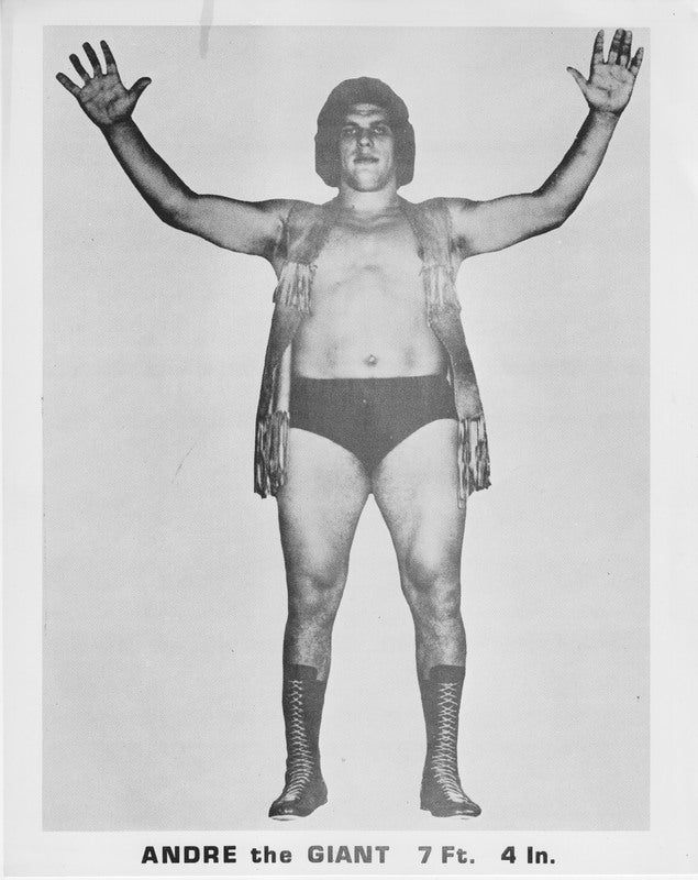 Vintage 1970s NWA Andre the Giant Wrestling Promo Photo - Rare Collectible Memorabilia for Wrestling Fans & Sports Enthusiasts - Perfect for Man Cave, Sports Bar Decor, or Gift for Wrestling Collectors