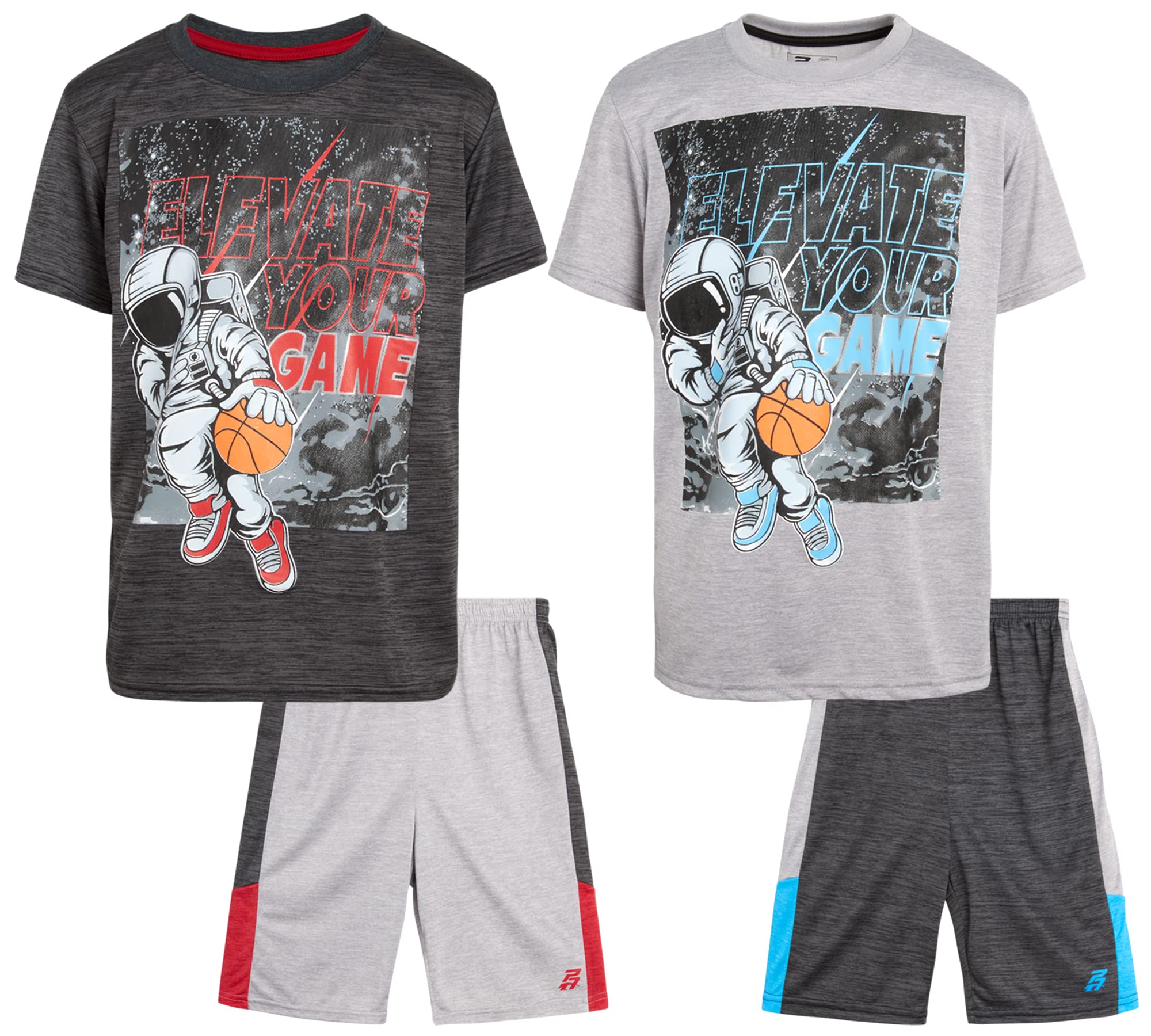 Pro Athlete Boys' Active Shorts Set - 4 Piece Moisture-Wicking Performance T-Shirt & Basketball Shorts for Kids (Sizes 4-16) | Perfect for Sports, Gym & Outdoor Play