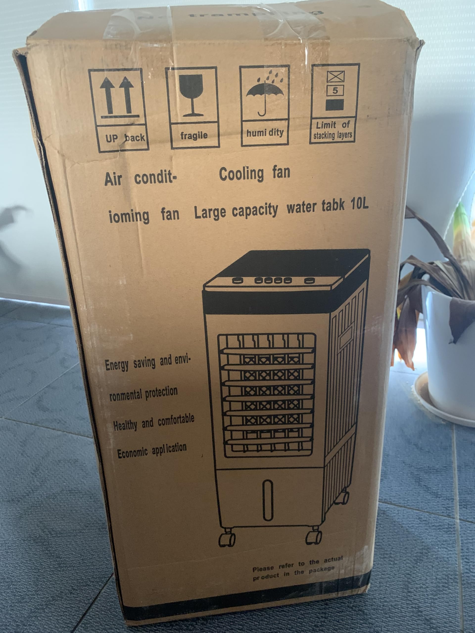 Portable Air Conditioner Fan with Water Cooling - 70W Evaporative Cooler, 24H Timer, 3 Speed Modes, 120° Oscillation & Remote Control - Includes 2 Cooling Pads for Home, Office, and Outdoor Use