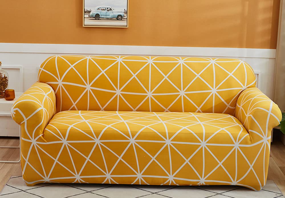 Stretch Anti-Slip Sofa Cover Slipcover - 1 Piece Soft Fabric Furniture Protector for Couch, Armchair & Settee (Fits 5-2 Seater 145-185cm) with Bonus Pillowcase | Perfect for Living Room, Family Room & Home Decor Protection