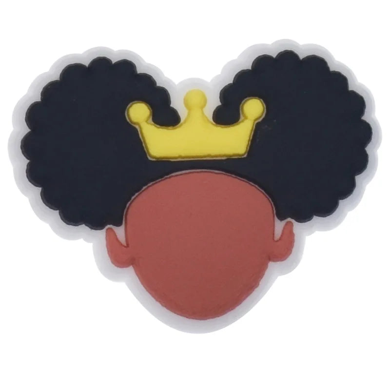 Black Girl Shoe Charms for Crocs | PVC DIY Pins for Men & Women | Clogs & Jeans Decoration Badges | Fun Shoe Accessories | Christmas Gifts for Teens & Adults | Perfect for Casual Wear, Parties & Gifting
