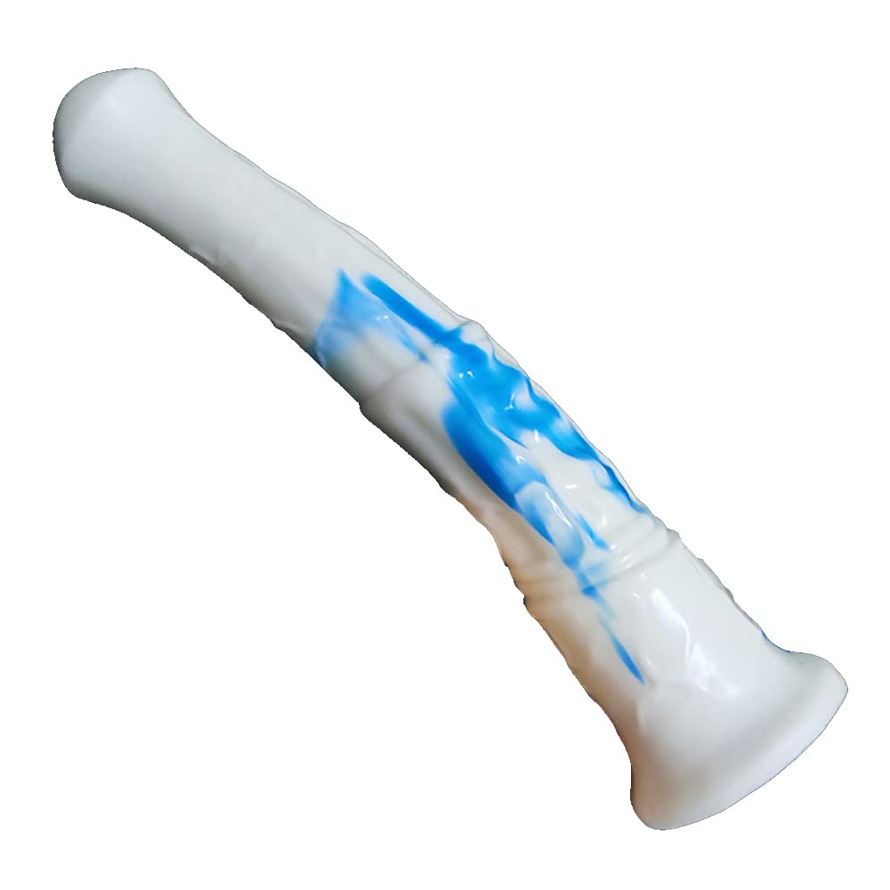 Premium Multi-Color Silicone Horse Dildo - Soft Flexible Adult Sex Toy for Women with Strong Suction Base (Blue & White) - Fantasy Play, BDSM, Couples Fun, Solo Pleasure