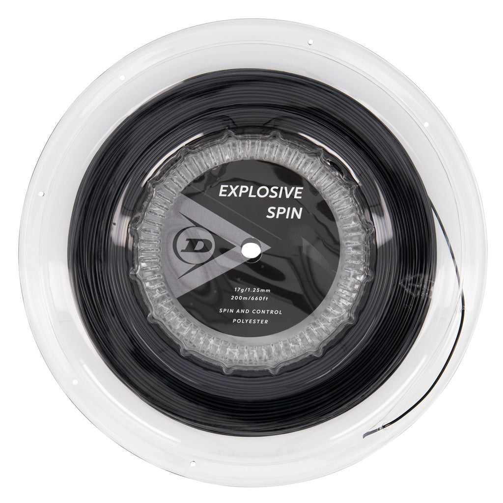 Dunlop Explosive Spin 17/1.25 Tennis String Reel (Black) - High Performance Tennis String for Spin & Control - Perfect for Competitive Players & Club Matches