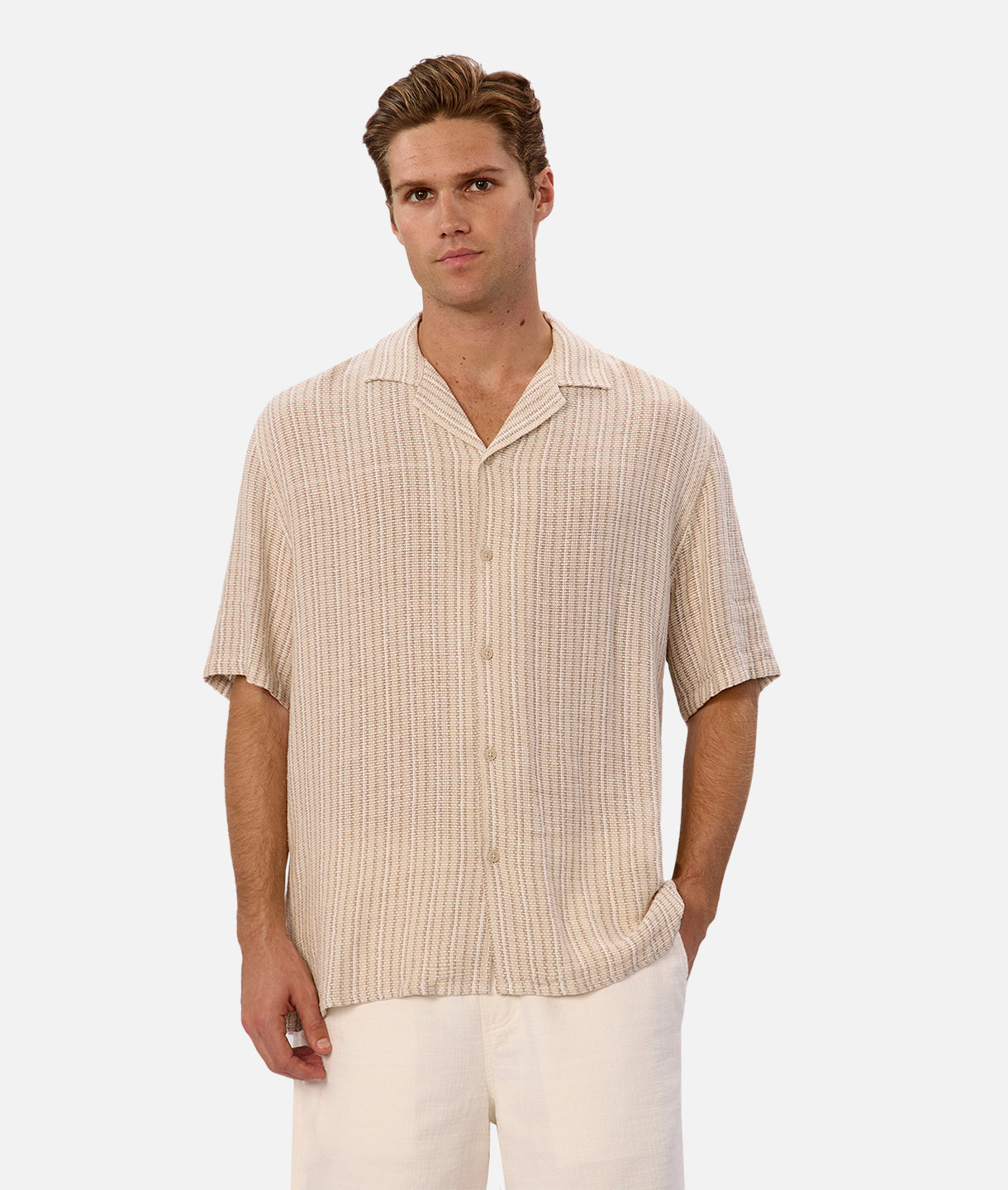Ardenza Short Sleeve Shirt for Men - Taupe Combo Casual Button Down Shirt | Perfect for Office, Summer Outfits & Casual Wear