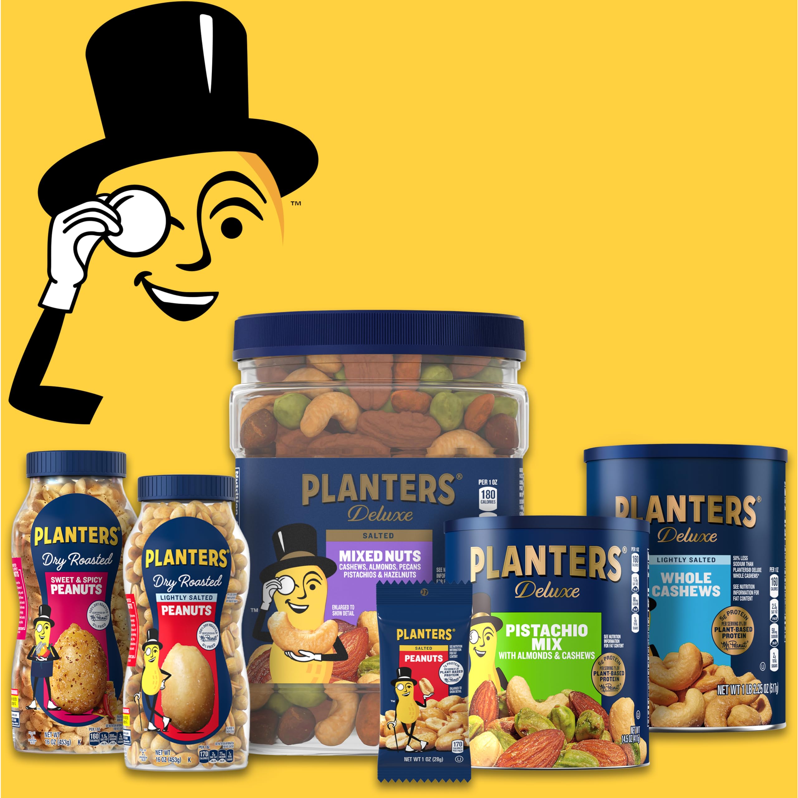 PLANTERS Deluxe Honey Roasted Whole Cashews – Sweet & Salty Healthy Snack, Vegan Protein Source, 3oz Bags (12-Pack) | Perfect for Office Snacks, Travel & Party Treats