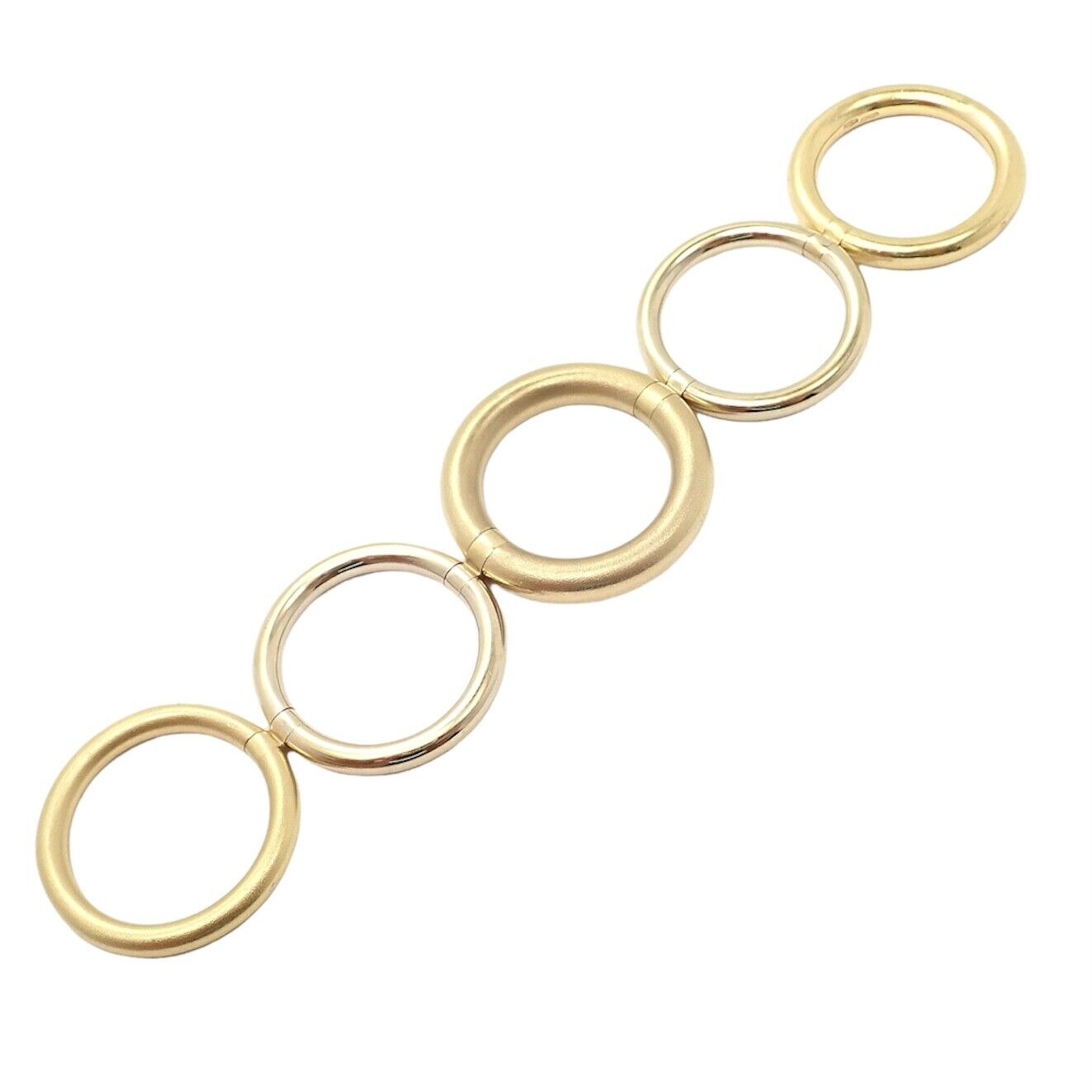 Authentic Pomellato 18k Yellow & White Gold 5-Row Interlocking Tubolare Band Ring for Women - Luxury Stackable Jewelry for Weddings, Anniversaries & Special Occasions