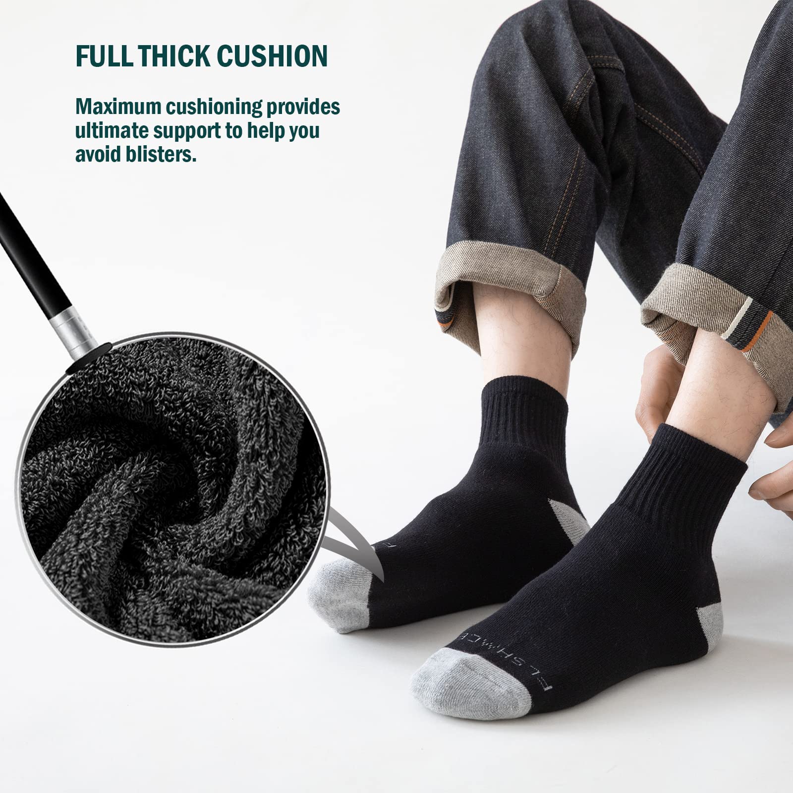 **Men's Athletic Ankle Socks 8-Pairs - Breathable Cotton Cushioned Quarter Socks for Running, Gym & Sports - Moisture Wicking, Comfort Fit (Sizes 7-9, 9-12, 12-15) - Ideal for Workouts & Daily Wear**
