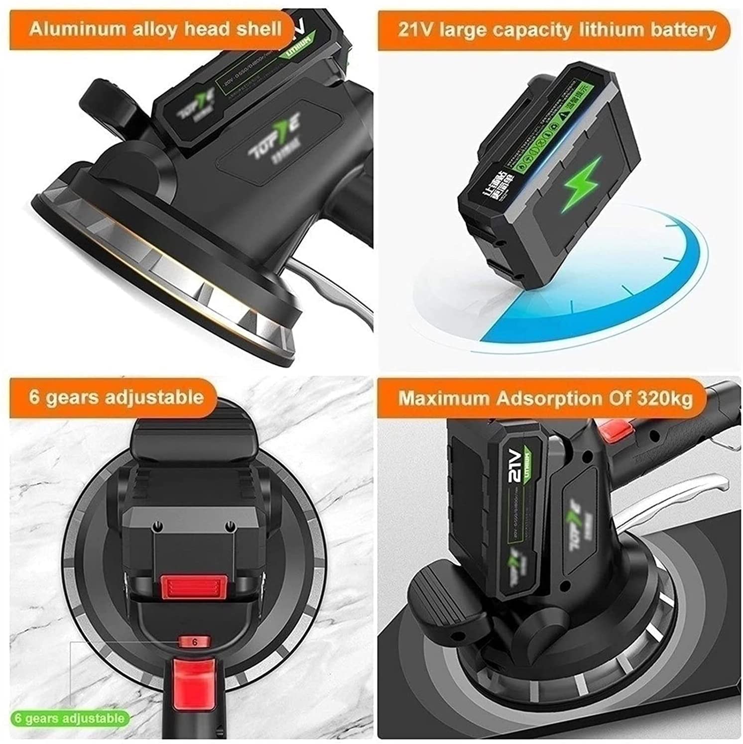 Electric Tile Leveling Machine - Portable Ceramic Tile Laying Tool with Lithium Battery (1 or 2 Batteries) for DIY Home Renovation & Professional Floor Installation