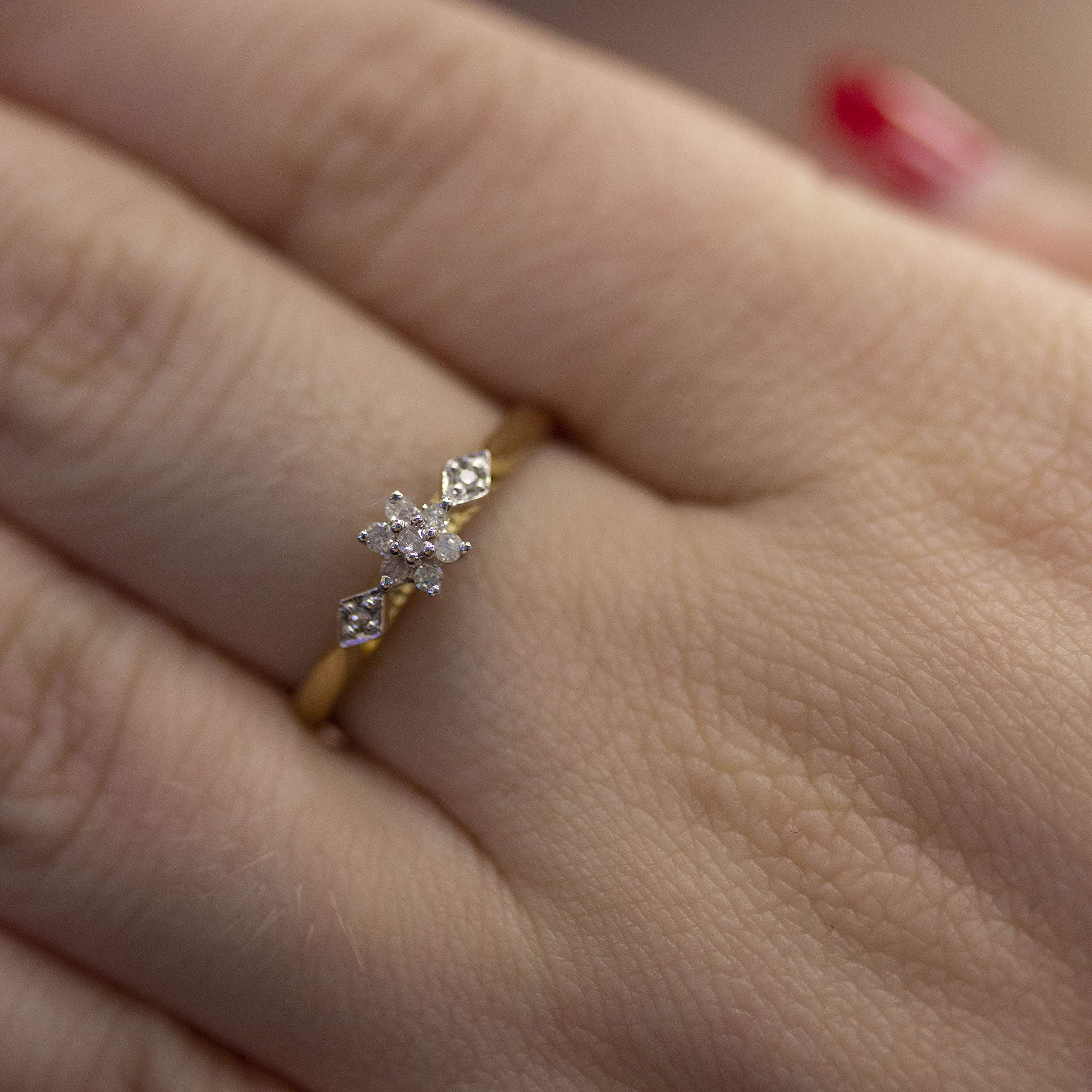 10K Yellow Gold Diamond Cluster Ring for Women - Elegant Wedding, Engagement & Anniversary Jewelry Gift - Perfect for Special Occasions & Everyday Wear