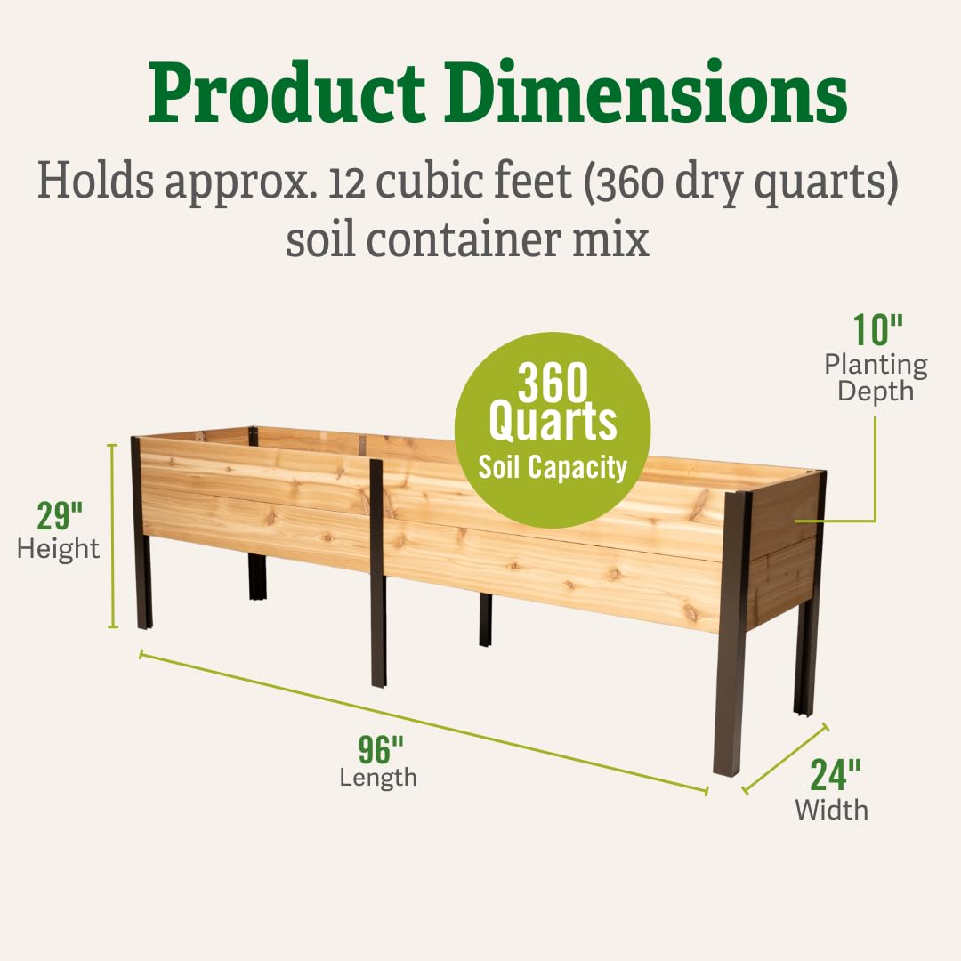 Premium Cedar Raised Garden Bed 2' x 8' - Heavy Duty Standing Planter Box with Reinforced Aluminum Corners for Vegetables, Flowers & Outdoor Plants | Perfect for Patio, Backyard & Urban Gardening | Durable Elevated Design for Easy Planting & Maintenance