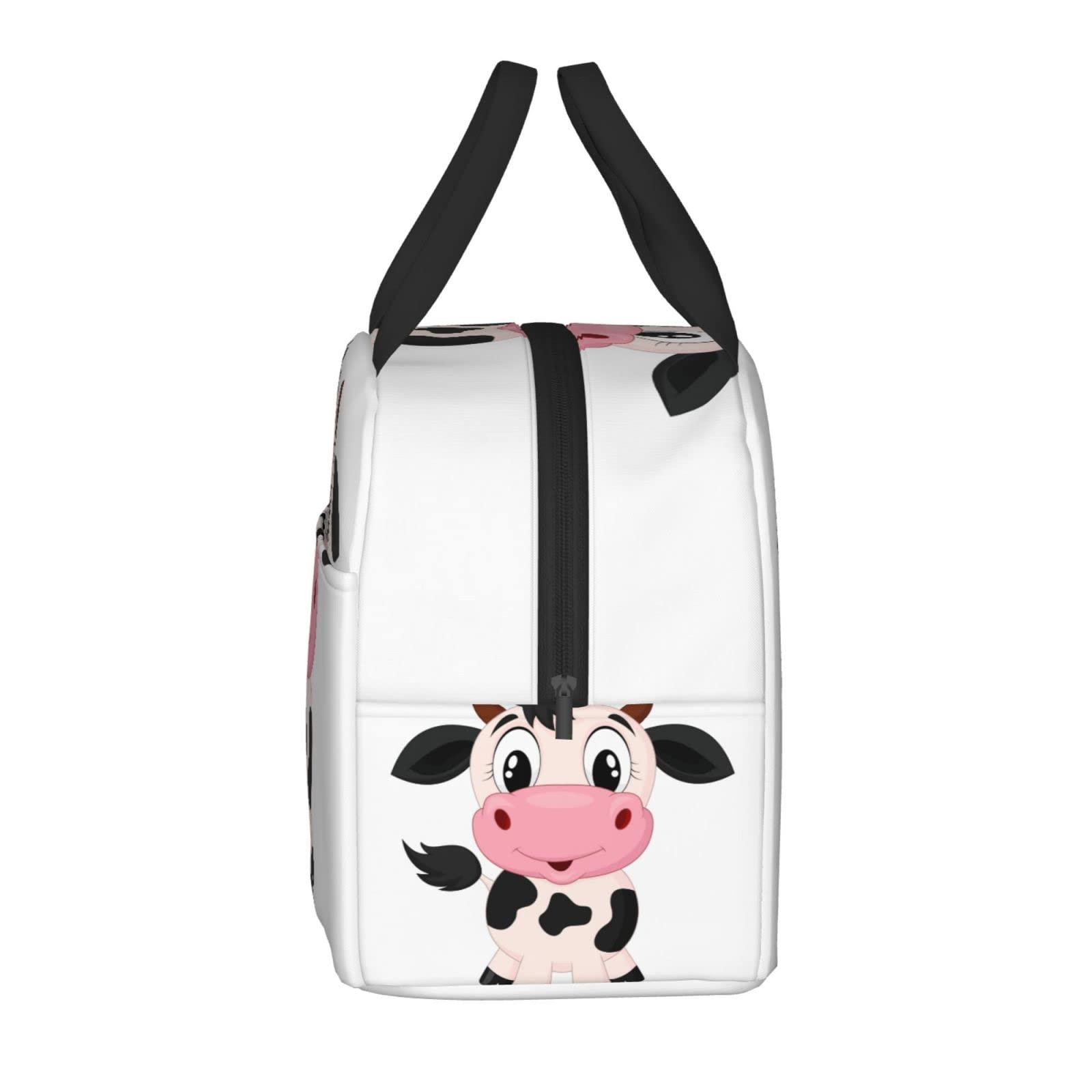 **Insulated Lunch Box with Cute Cartoon Milk Cow Design - Reusable Meal Bag for School, Work, Travel & Picnic - Food Container for Kids, Men & Women**