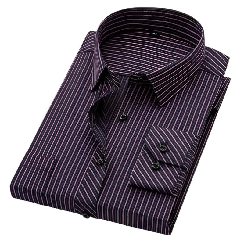 Premium Men's Pinstripe Dress Shirt - Slim Fit Formal Business Shirt for Office, Wedding & Special Occasions