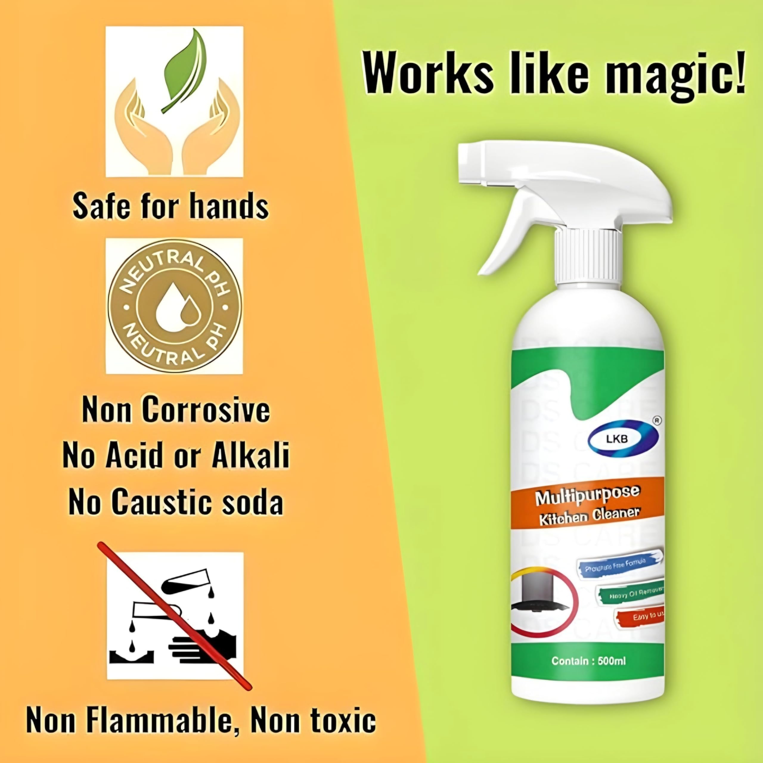 JINI COLLECTION Kitchen Cleaner Spray - Powerful Oil & Grease Remover for Stove, Chimney & Surfaces | Non-Toxic, Non-Flammable Degreaser | Ideal for Deep Cleaning Kitchens & Appliances