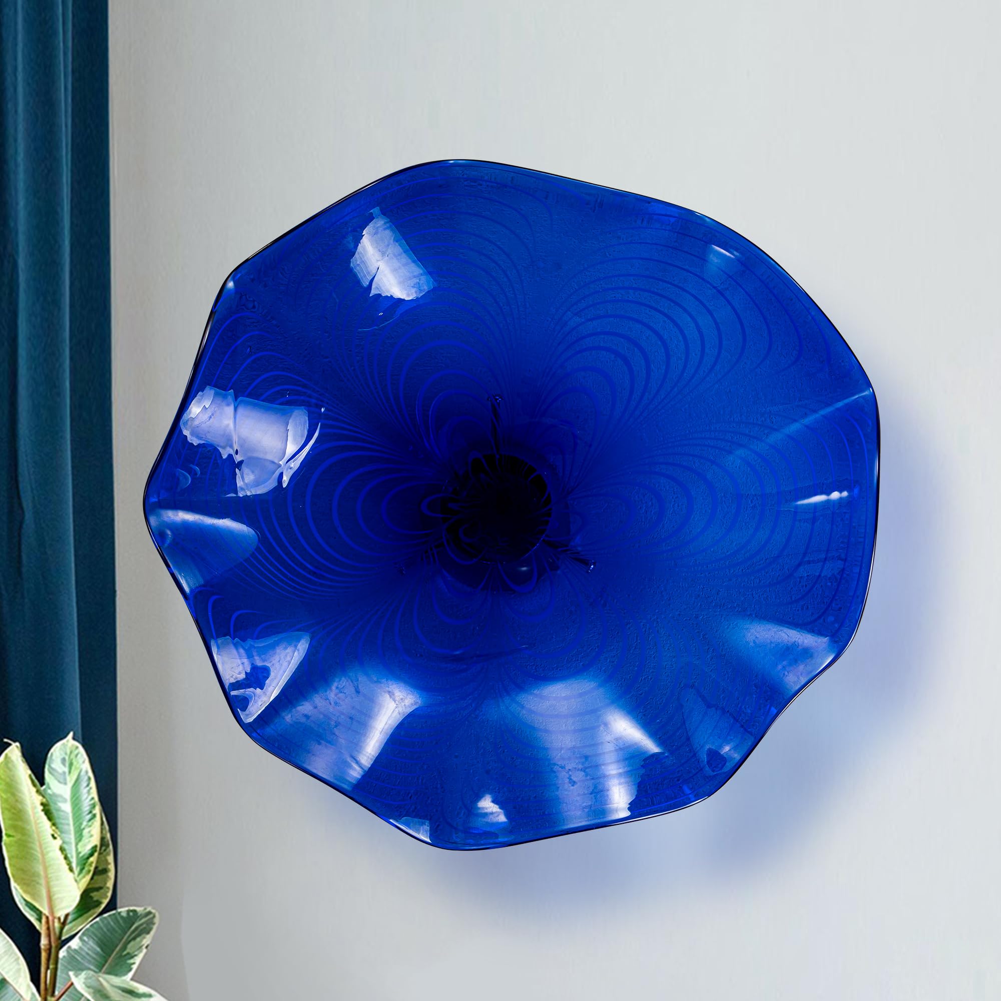 Handmade Murano-Style Glass Plate - Dark Blue Decorative Wall Art for Living Room, Dining Room & Bedroom | Elegant Home Decor & Gift Idea