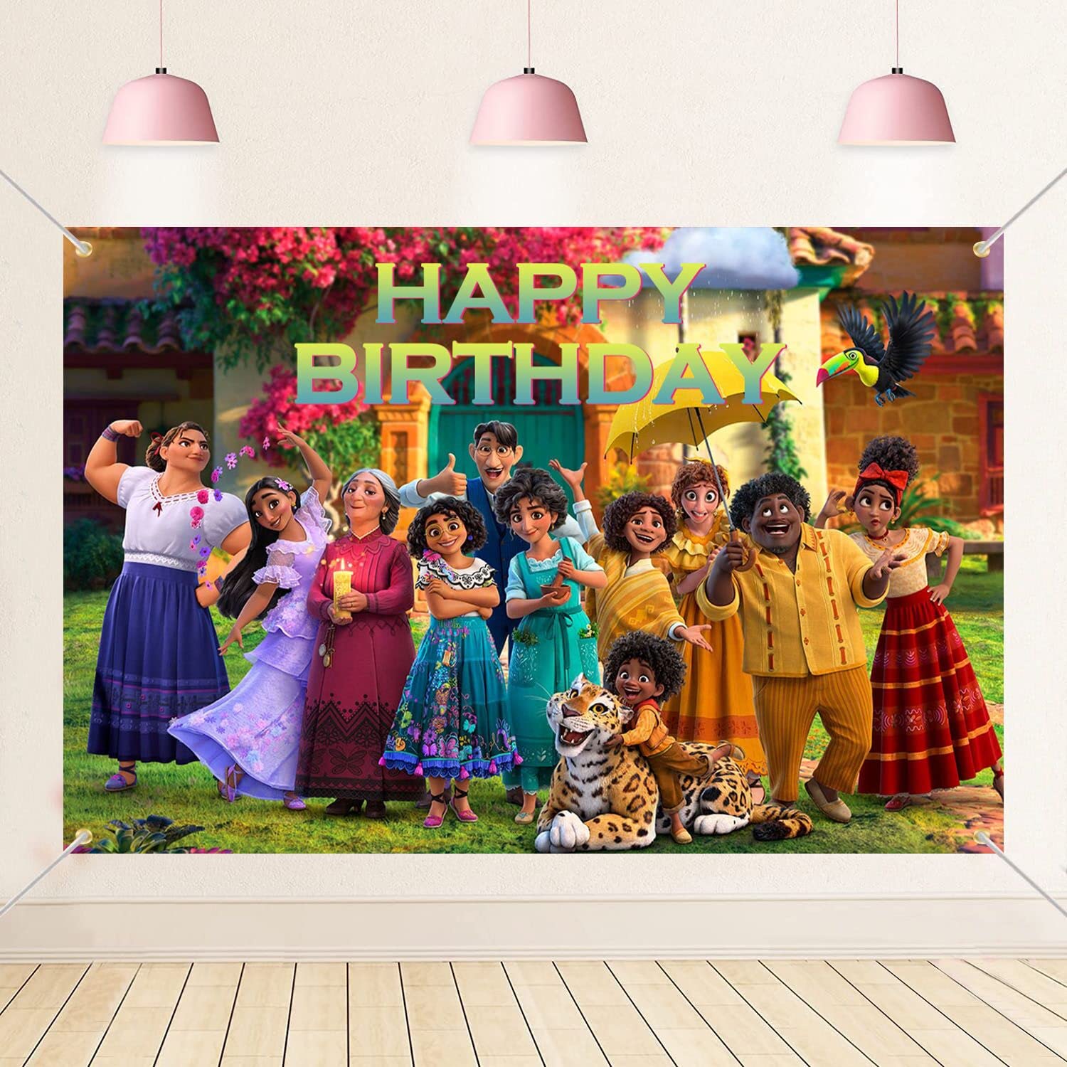 HUOX Encanto Backdrop - 5x3FT Magic Themed Birthday Party Banner for Kids, Girls & Boys | Perfect for Encanto Birthday Decorations, Party Supplies & Wall Decor | Great for Themed Parties, Photo Booths & Celebrations
