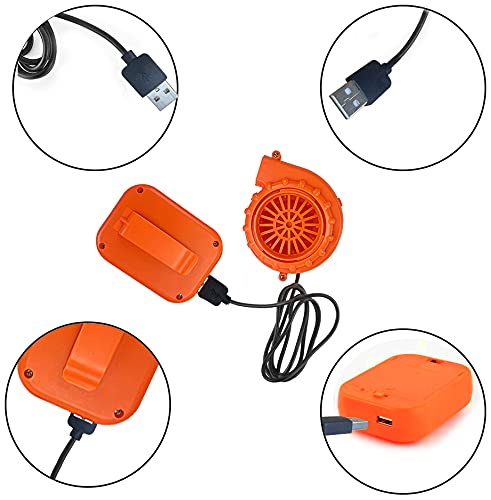 Portable Mini Blower Fan for Inflatable Costumes - Halloween Dinosaur Costume Accessory, Orange - Perfect for Cosplay, Halloween Parties & Outdoor Events
