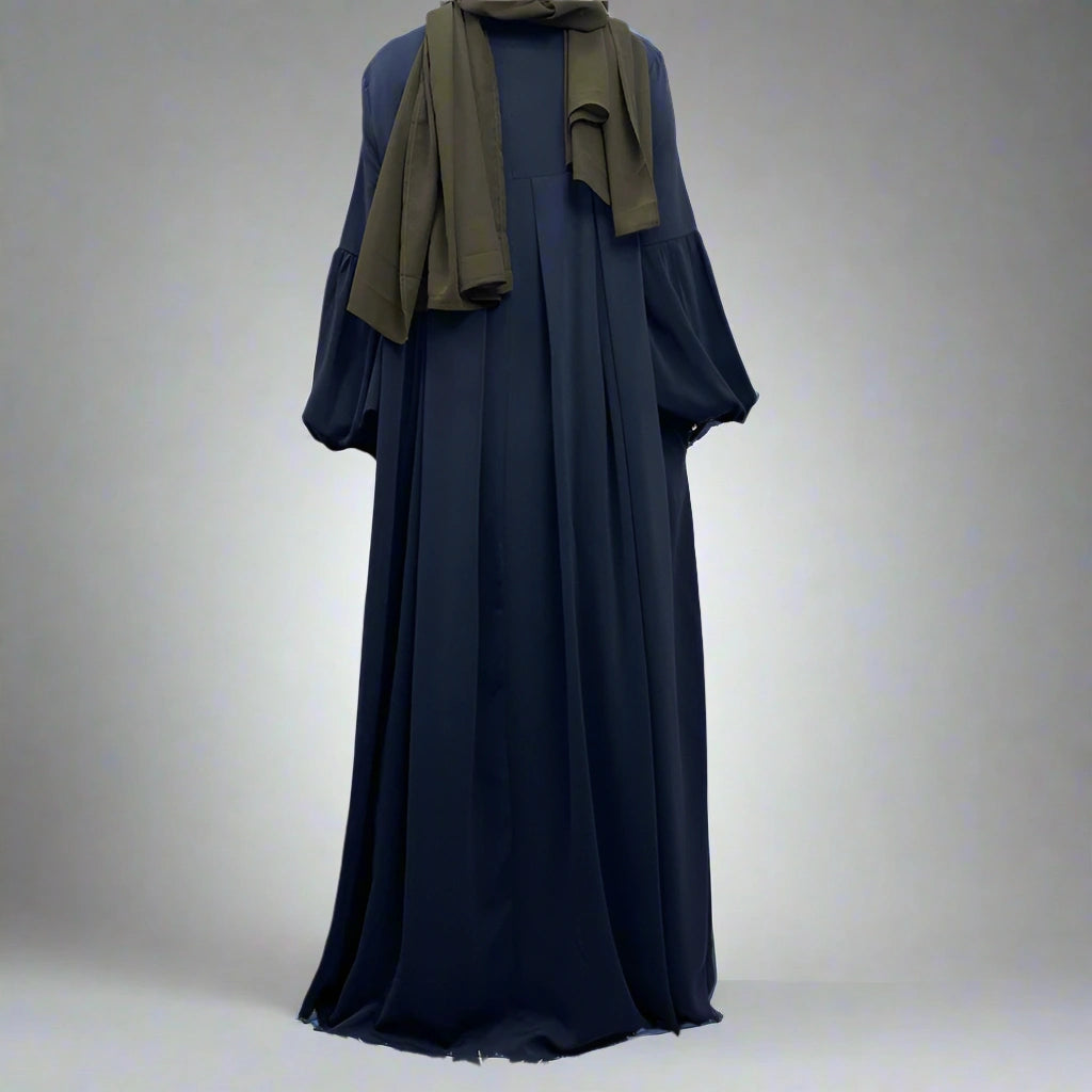 10 Color Options Puff Sleeve Abaya Dress With Pocket - Modest Muslim Dress for Women, Elegant Long Sleeve Maxi Dress for Prayer, Eid, Wedding & Special Occasions