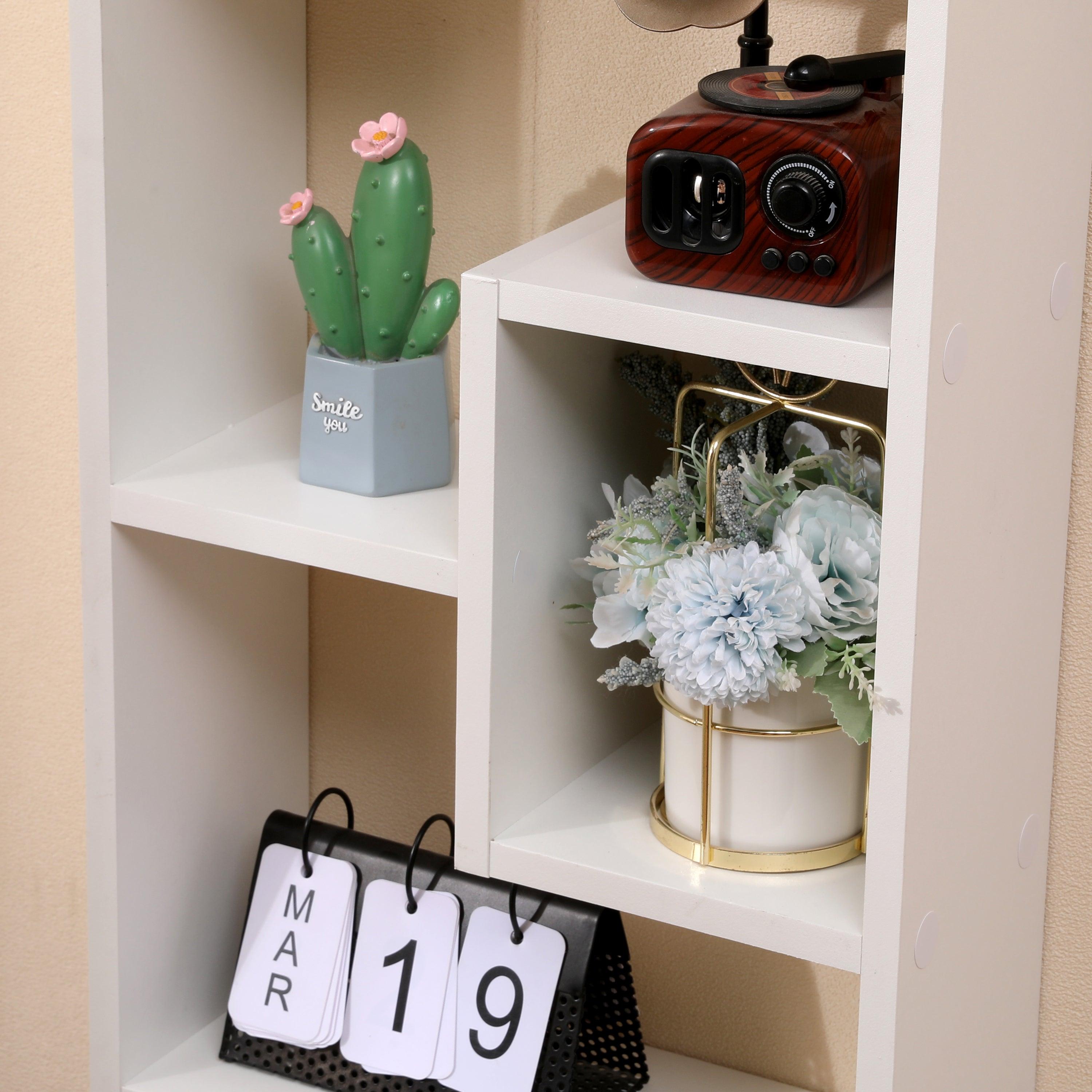 5-Tier Wooden Bookshelf - Freestanding Open Bookcase with 2 Keyhole Hangers, White Home Office Storage Shelf for Living Room, Study & Bedroom - Perfect for Organizing Books, Decor & Display Items