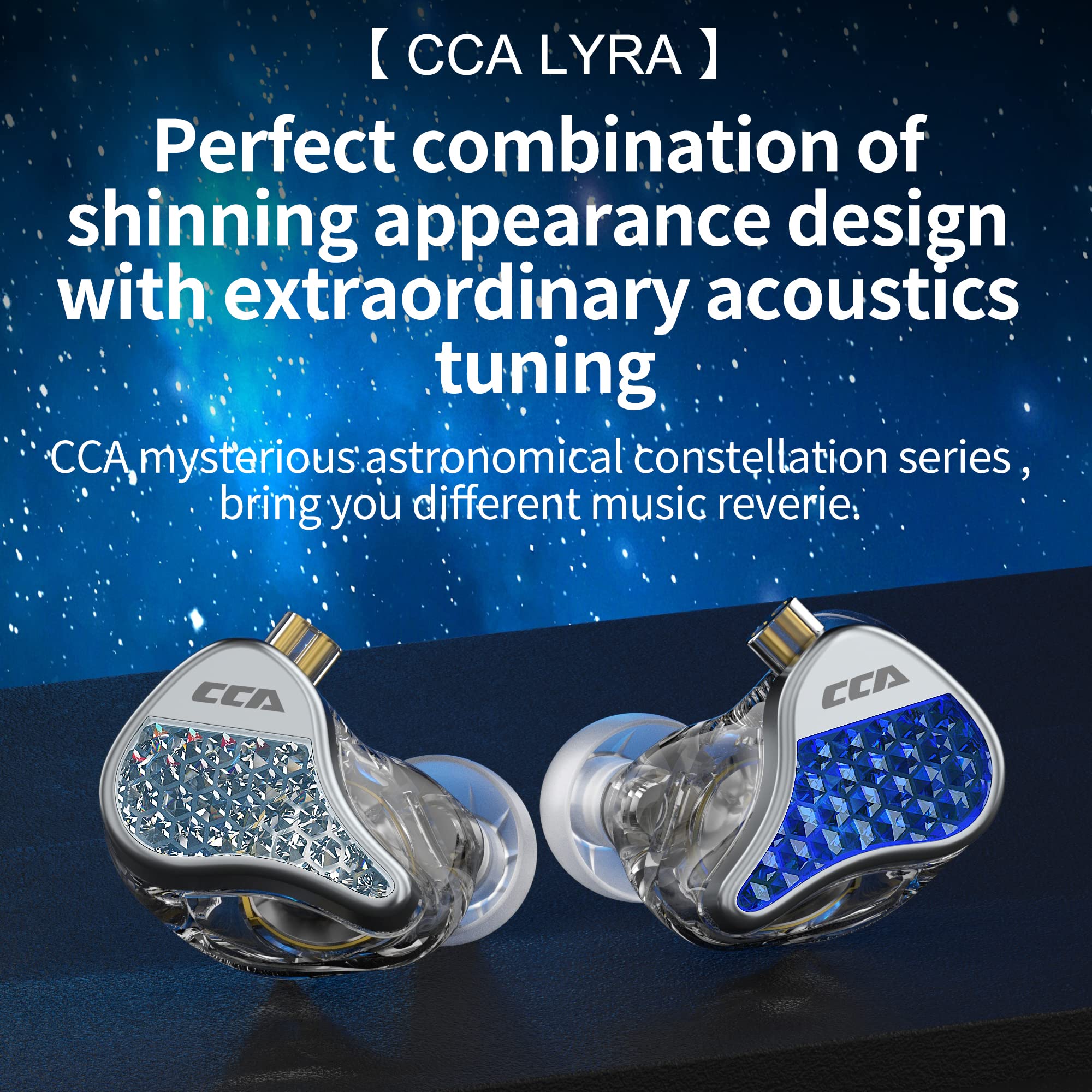 CCA LYRA Extra Bass HiFi In-Ear Headphones - Detachable Wired Earbuds for Audiophiles, Gaming & Music - Noise Isolating Earphones Without Mic (Blue) - Perfect for Studio Monitoring, Travel & Workouts