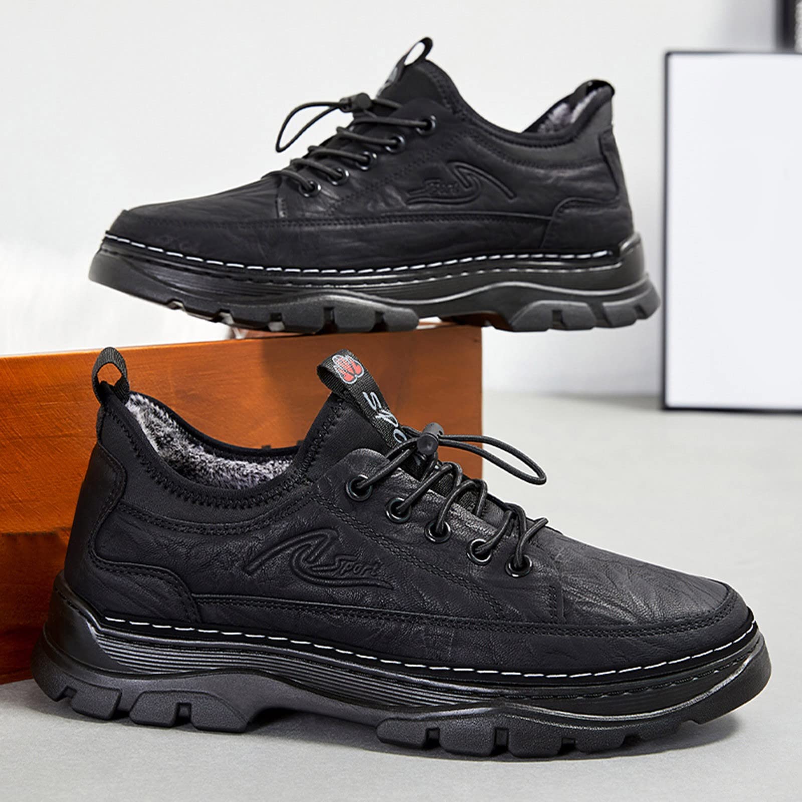 IQYU Men's Sports Shoes - Lightweight Lace-Up Walking Shoes for Gym & Training | Non-Slip Breathable Barefoot Design | Unisex Safety Shoes for Running, Workouts & Outdoor Activities