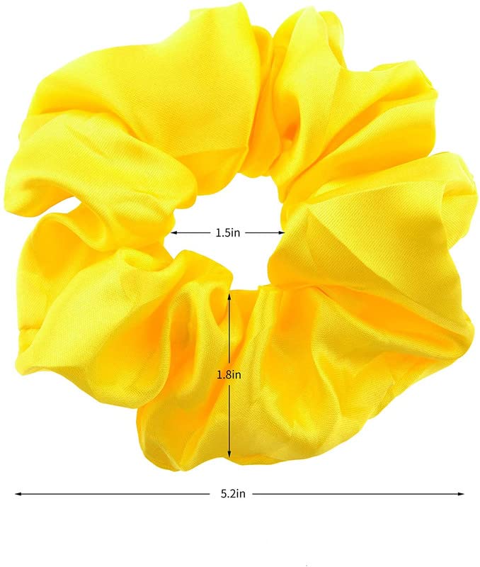 5-Piece Chiffon Flower Hair Bands & 5-Piece Satin Elastic Hair Scrunchies Set (10 Pcs Total) - Soft Hair Ties for Women & Girls - Perfect for School, Work, Parties & Everyday Styling