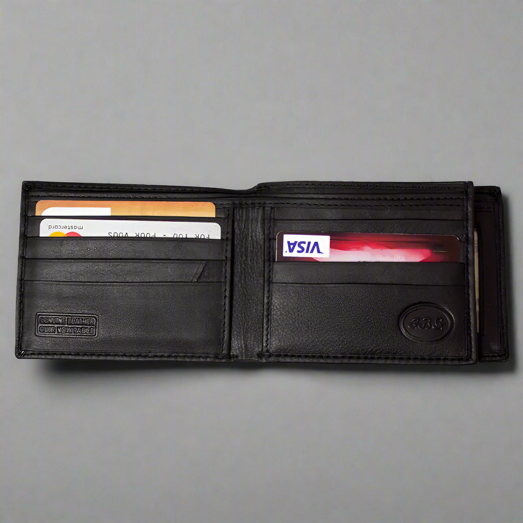 JBG International Men's RFID Blocking Leather Wallet - Slim Bifold Design with Center Wing for Credit Cards & Cash - Perfect for Everyday Use, Travel & Business