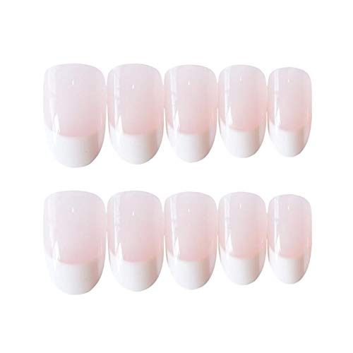 24-Piece French Tip Press On Nails with Glue - Oval Full Cover Fake Nails for Women | Artificial Nails for Daily Wear, Parties & Special Occasions