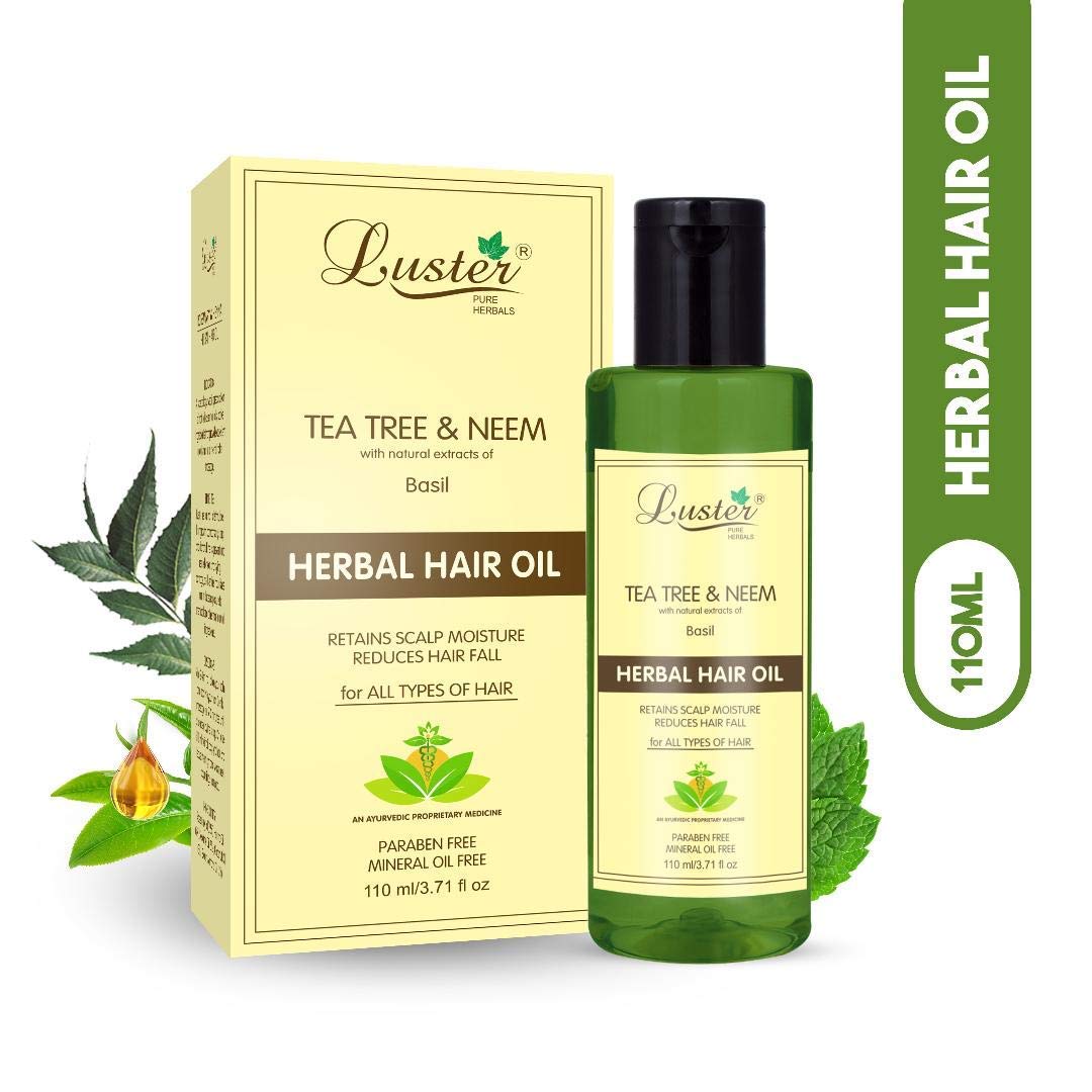 Luster Rosemary & Henna Hair Oil with Tea Tree & Neem | Bhringraj Oil Combo for All Hair Types | Natural Extracts Enriched | Paraben & Mineral Oil Free - 110ml (Pack of 3) | Promotes Hair Growth & Scalp Health for Daily Hair Care Routine