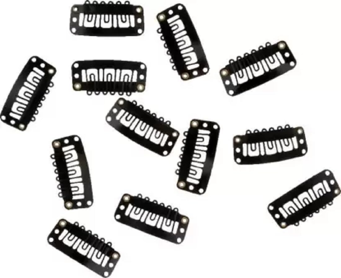 20 Pack Abrish Snap/Tic Tac Hair Clips for Wigs, Hair Extensions & Dupatta - Strong Steel Hair Style Accessories | Perfect for Parties, Weddings & Daily Styling