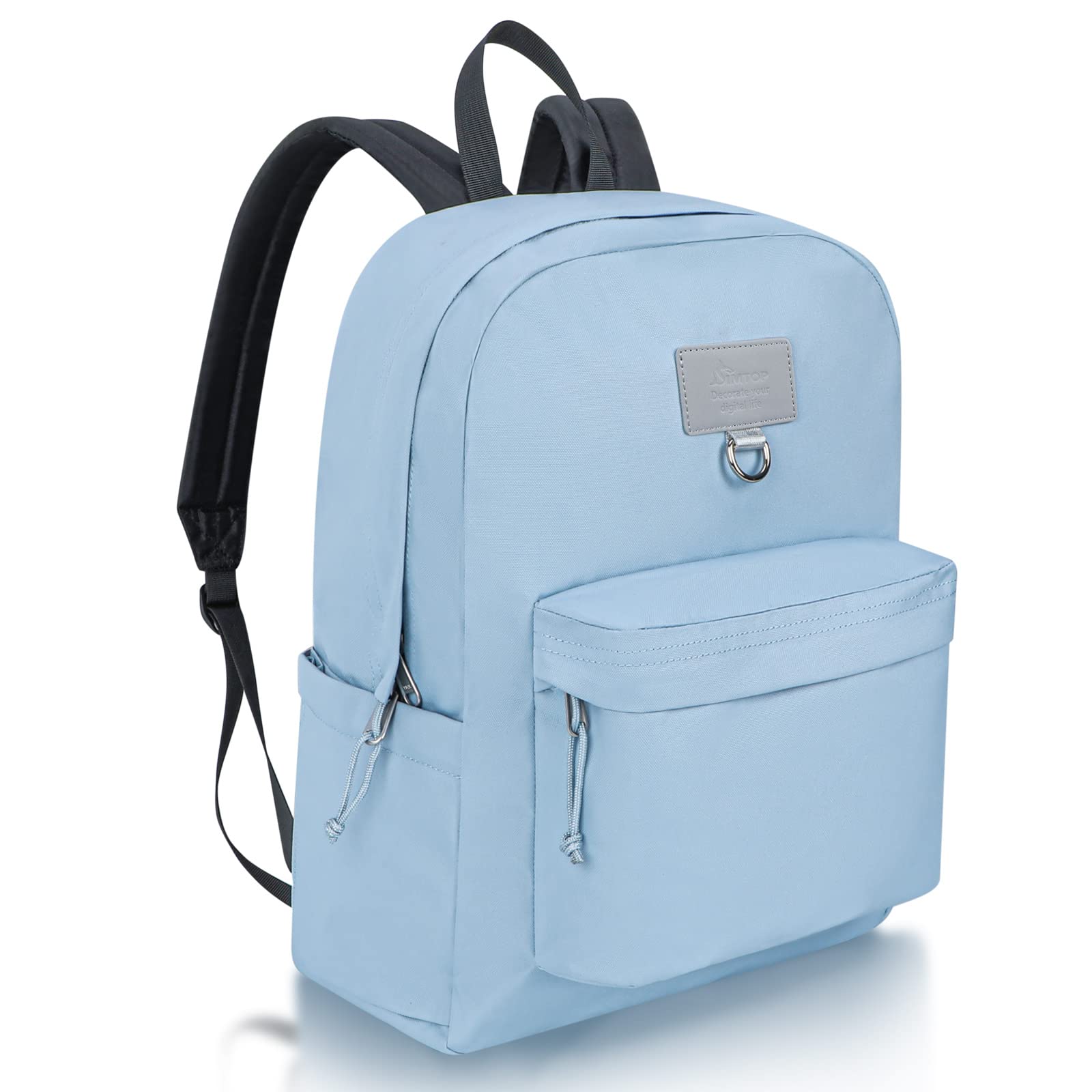 SIMTOP Lightweight Travel Backpack - Water Resistant Casual Daypack with Durable Polyester Fabric & YKK Zippers - Perfect for Work, Commuting, Hiking and Weekend Getaways - Light Blue