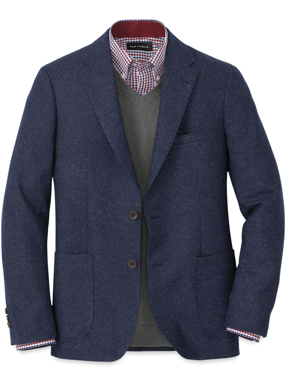 Premium Wool Blend Donegal Single Breasted Notch Lapel Blazer - Navy Blue | Business Casual & Formal Wear for Men | Office, Wedding & Special Occasions