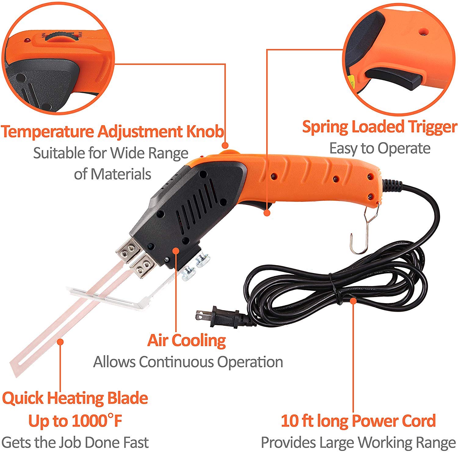 Professional Electric Hot Knife Foam Cutter Kit - Air Cooled Styrofoam Cutting Tool for Continuous Use - Perfect for DIY Crafts, Model Building, and Packaging Projects