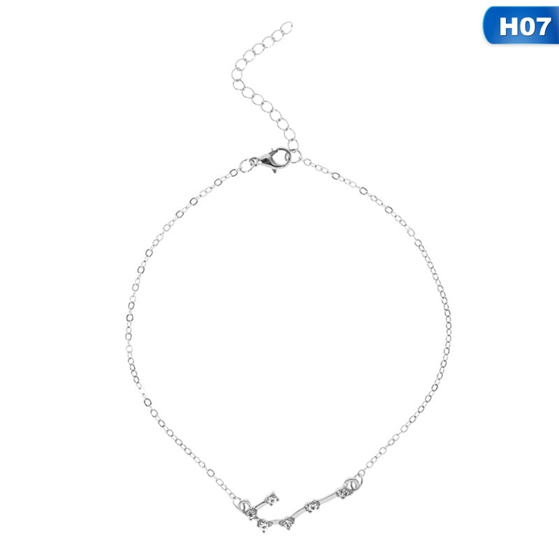 12 Constellation Charm Anklet - Zodiac Star Sign Foot Jewelry for Women, Perfect for Beach Parties & Boho Fashion